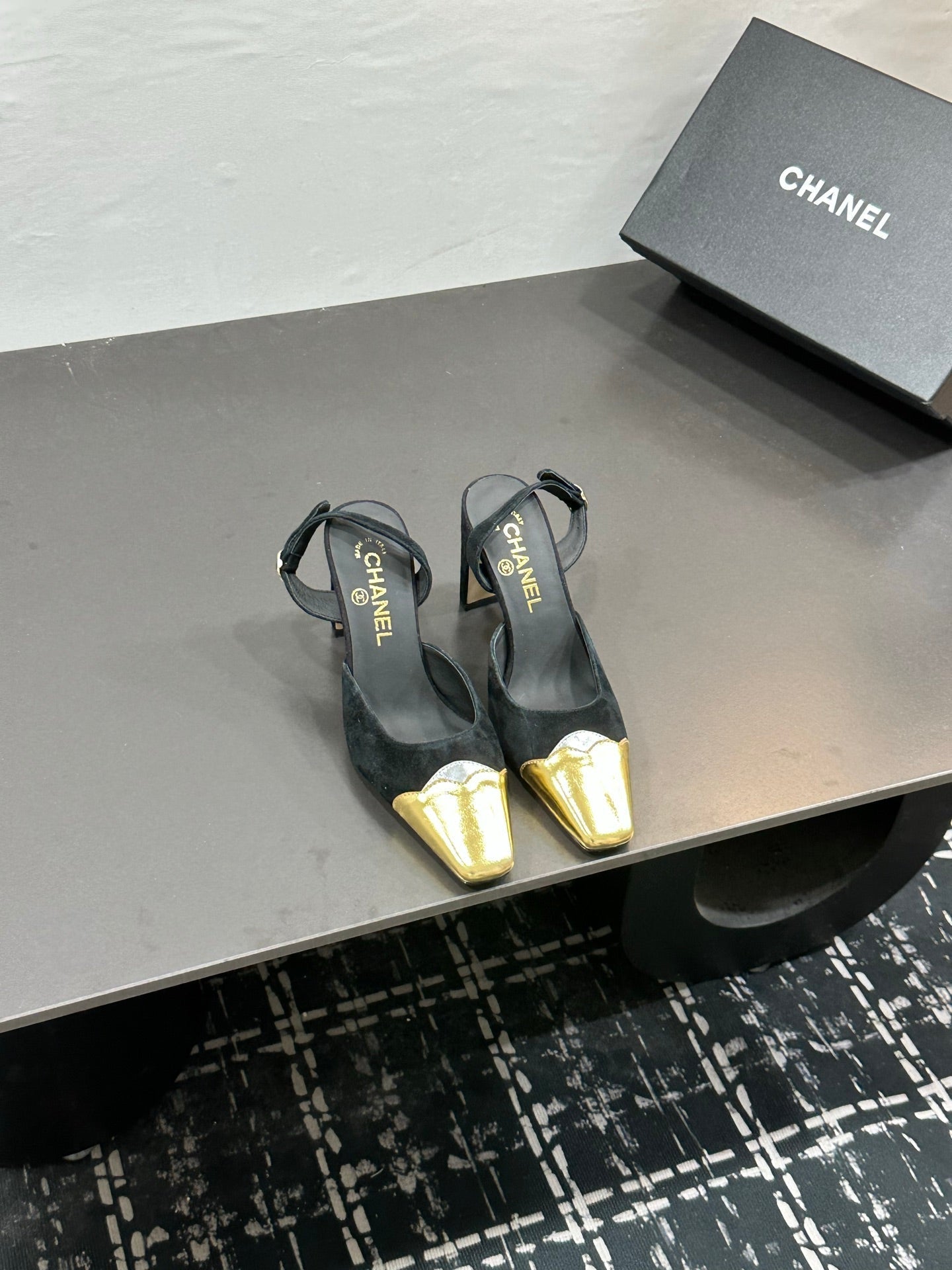 Chanel 2026 Back Strap Square Heels Pumps Leather Sheepskin 832511