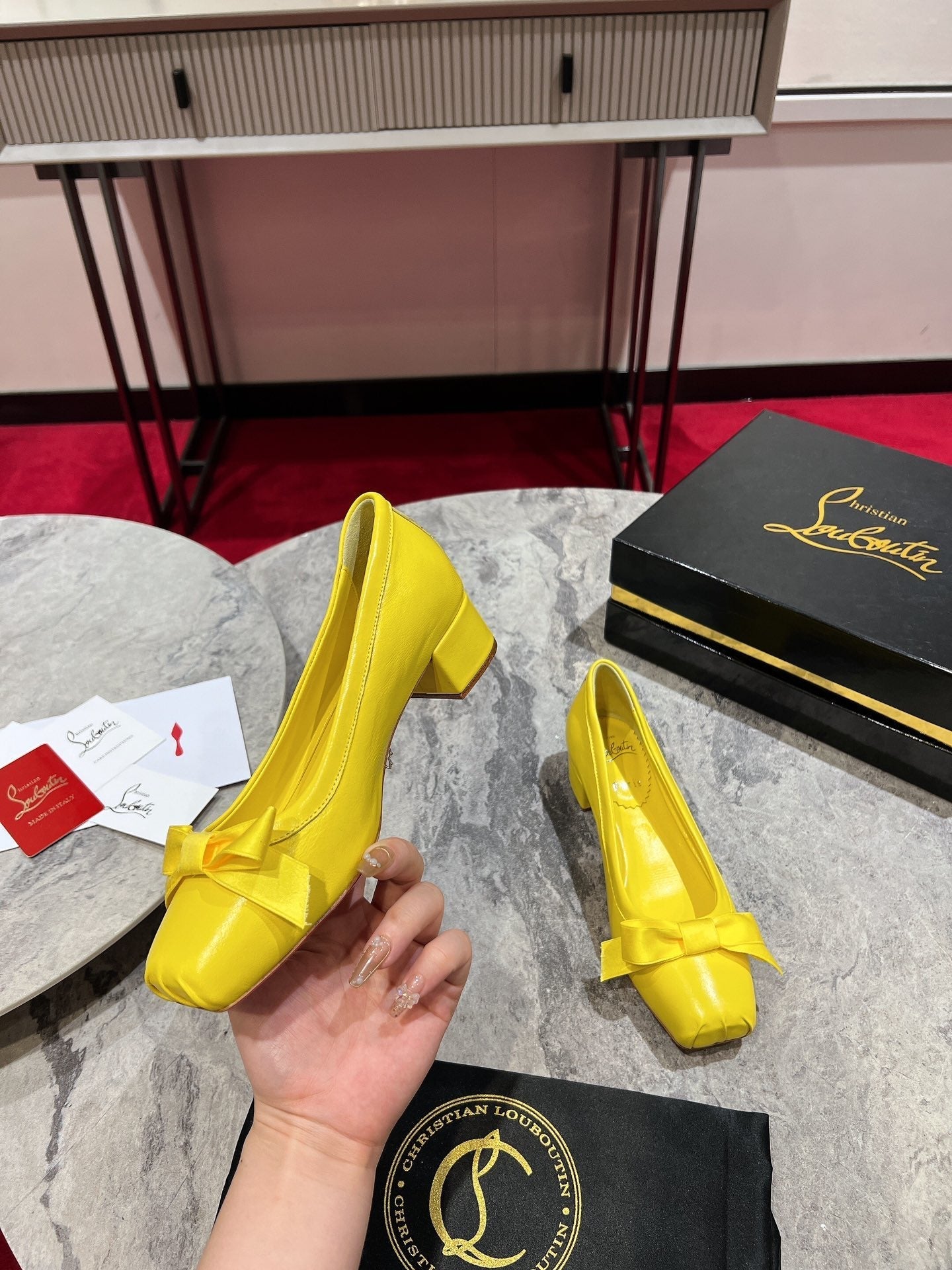 Christian Louboutin Mamadrague Block Heel Pumps Leather 825310
