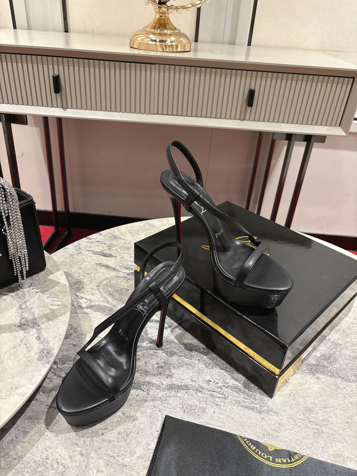 CL 2026 Rosalie Alta 150mm Sandal Black Leather 272350
