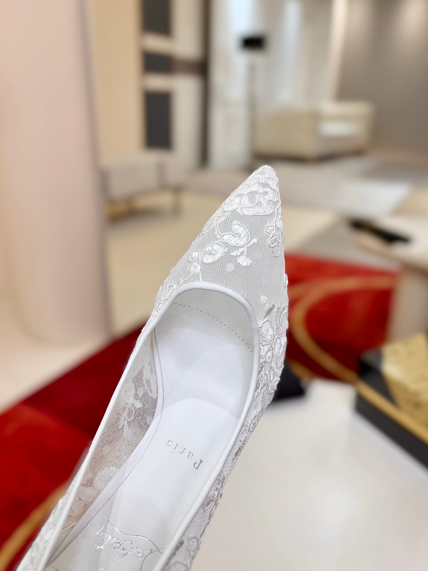 Christian Louboutin Follies Lace Pumps Leather 825176