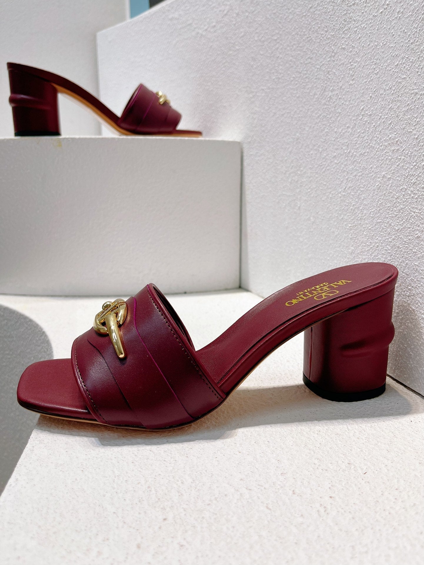 VT Leather Mules Dark Burgundy Cowhide 292870