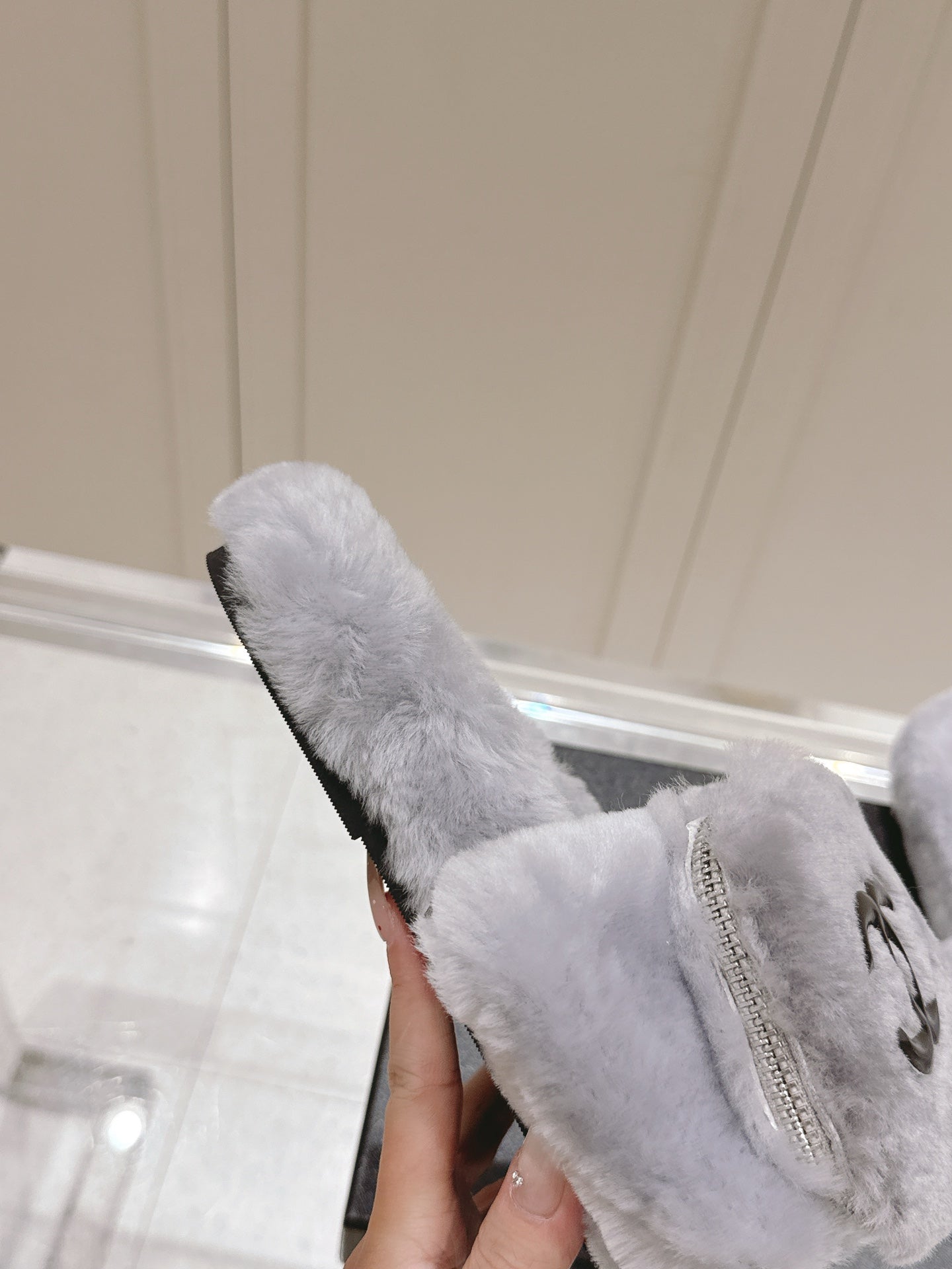 Chanel 25A Early Autumn Slippers Gray Wool 393081