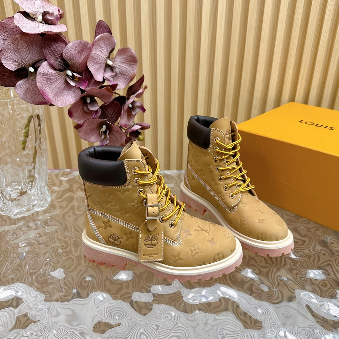 LV x Timberland 6-In High End Ankle Boot Brown Yellow Monogram Suede