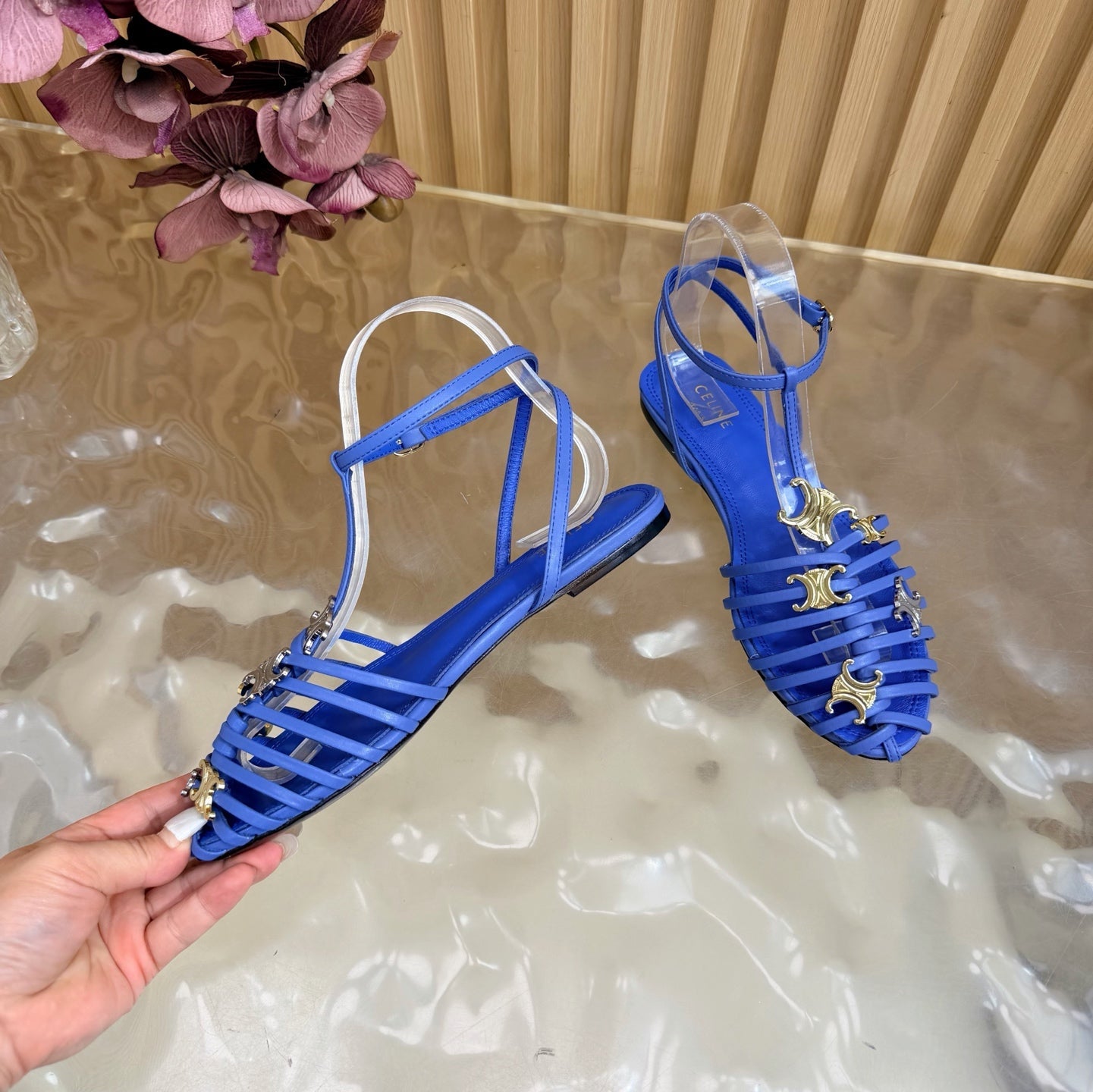 Celine 2026 Arc de Triomphe Cage Flat Sandal Calfskin 228208