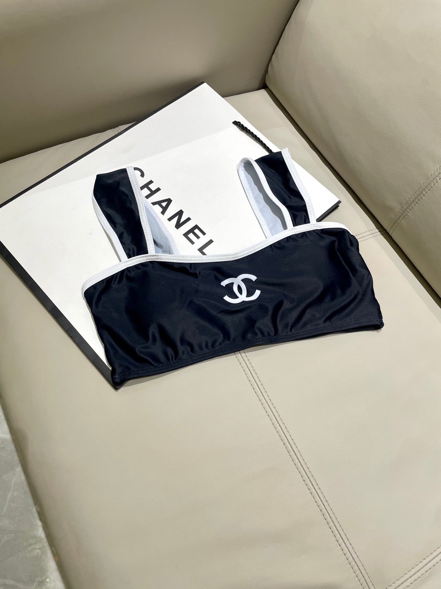 Chanel 2026 Two-piece Bikini Black And White Cotton