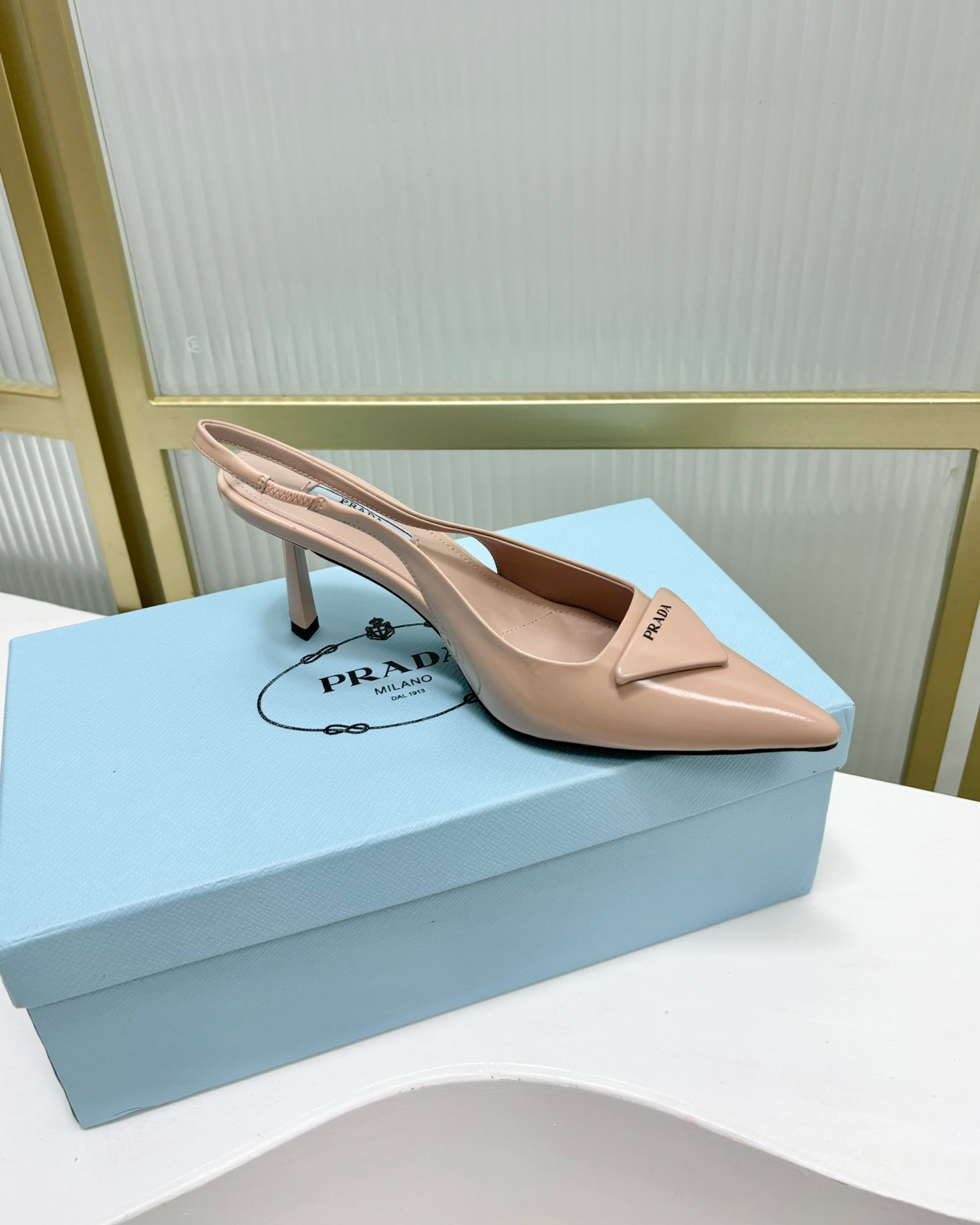 PRA SLINGBACK PUMPS 75MM PATENT LEATHER