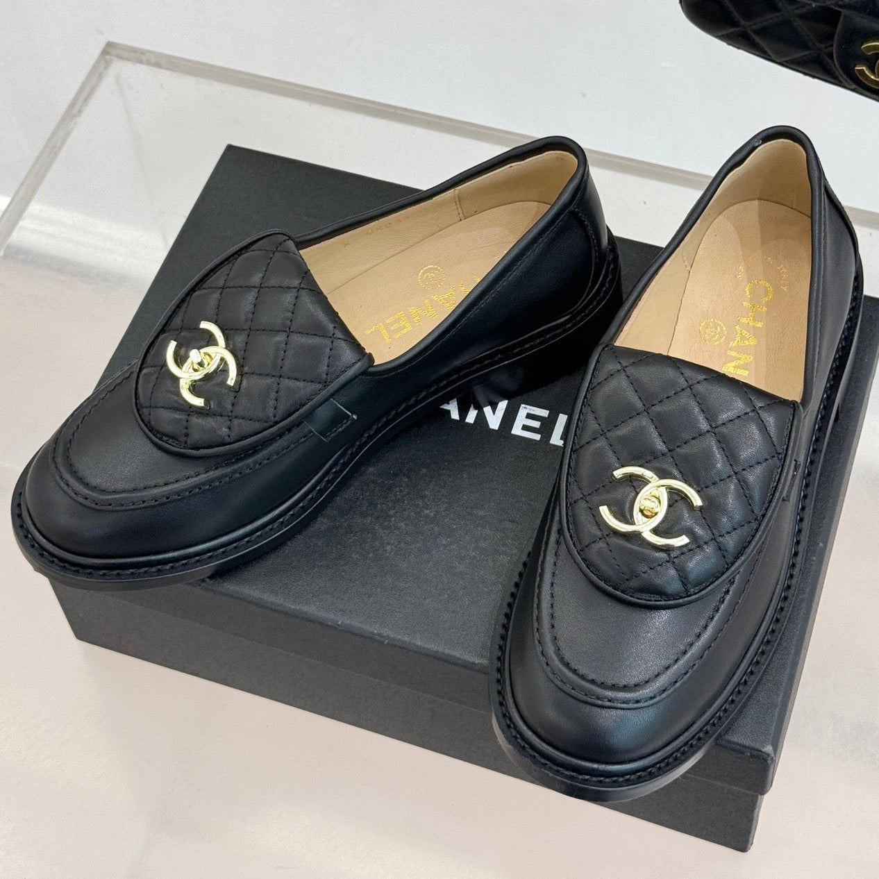Chanel 2026 Double C High-Heeled Loafers Leather Sheepskin 826099