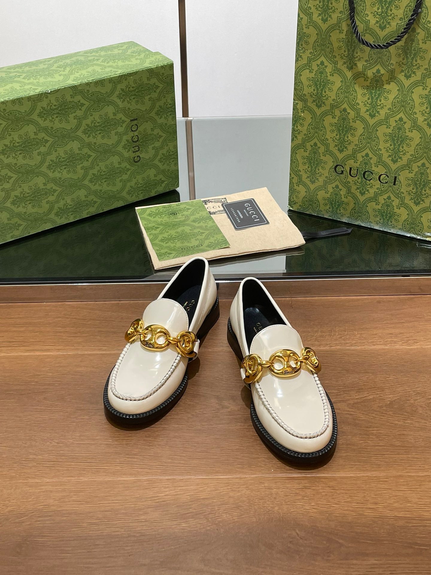 GG Marina Loafer Cream Patent Calfskin