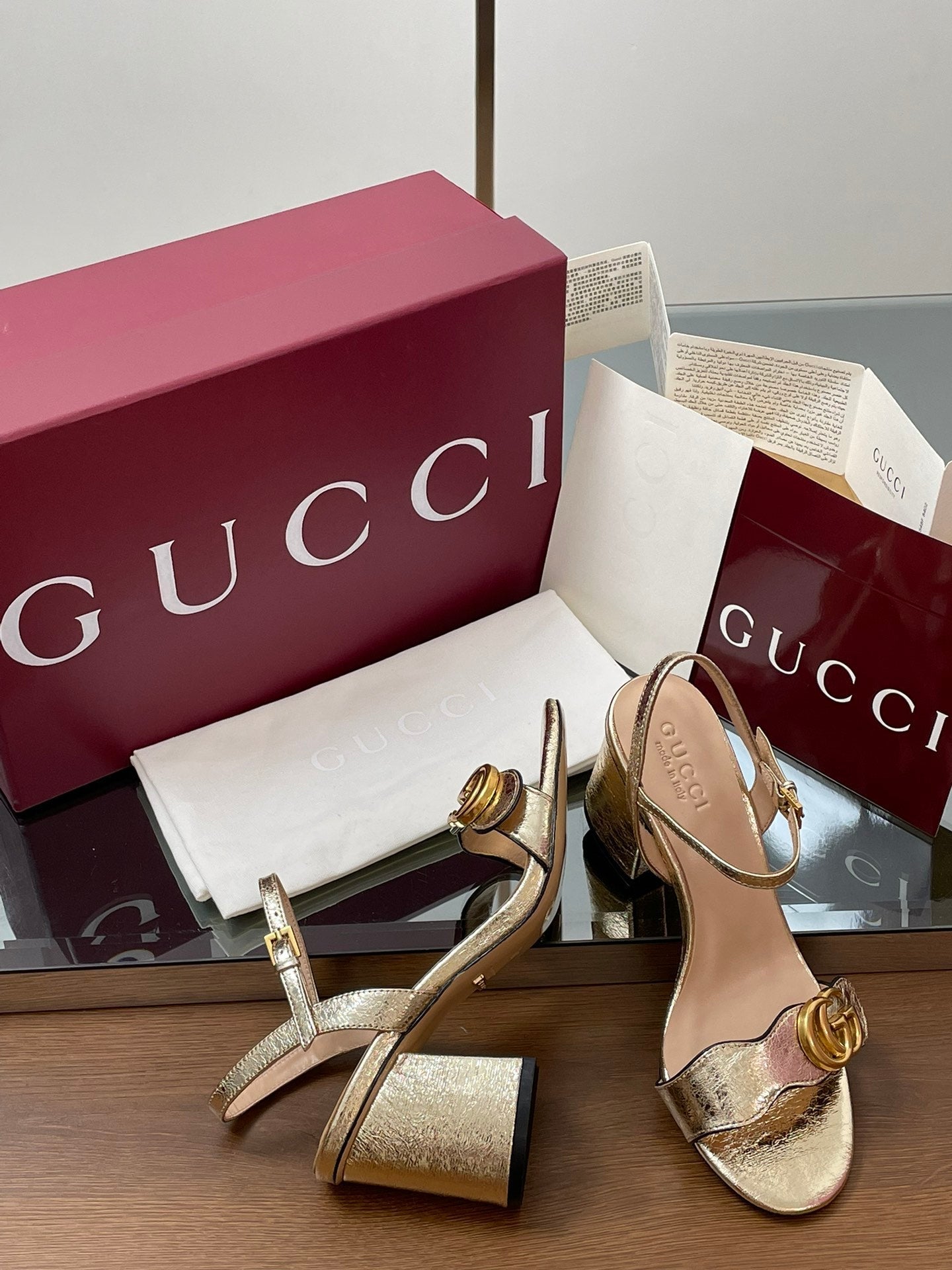 Gucci 2025 Sandal 75mm Gold Sheepskin 225960