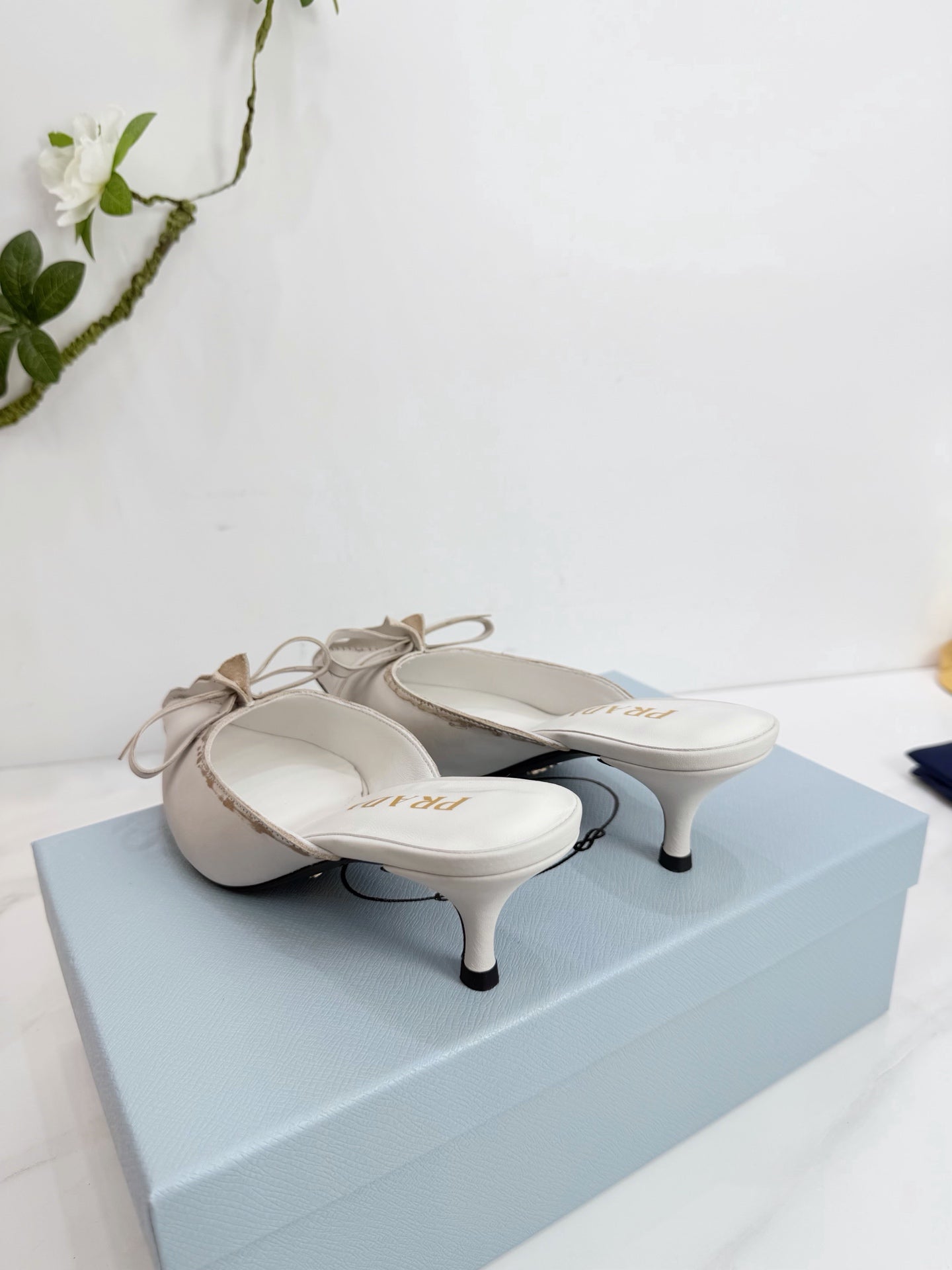 PRA 26SS Hight Heel Mule 55 Ivory Beige Cowhide 592401