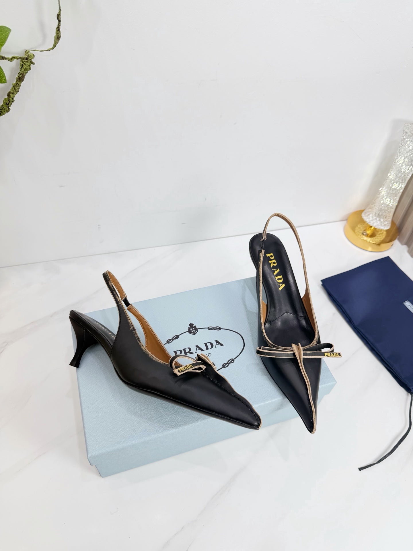 PRA 26SS Slingback 55 Black Beige Cowhide 592402