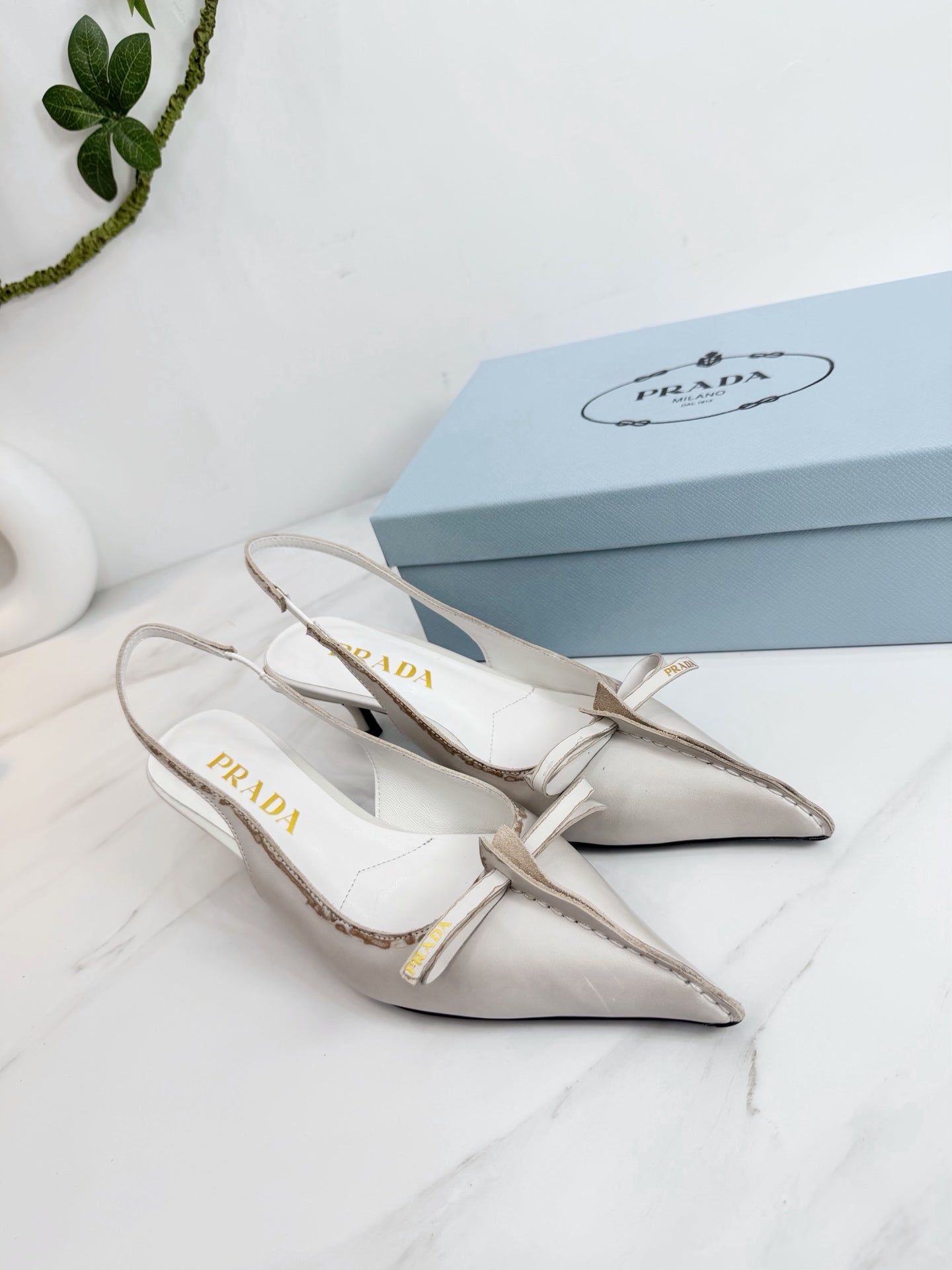 PRA 26SS Slingback 55 Ivory Beige Cowhide 592403