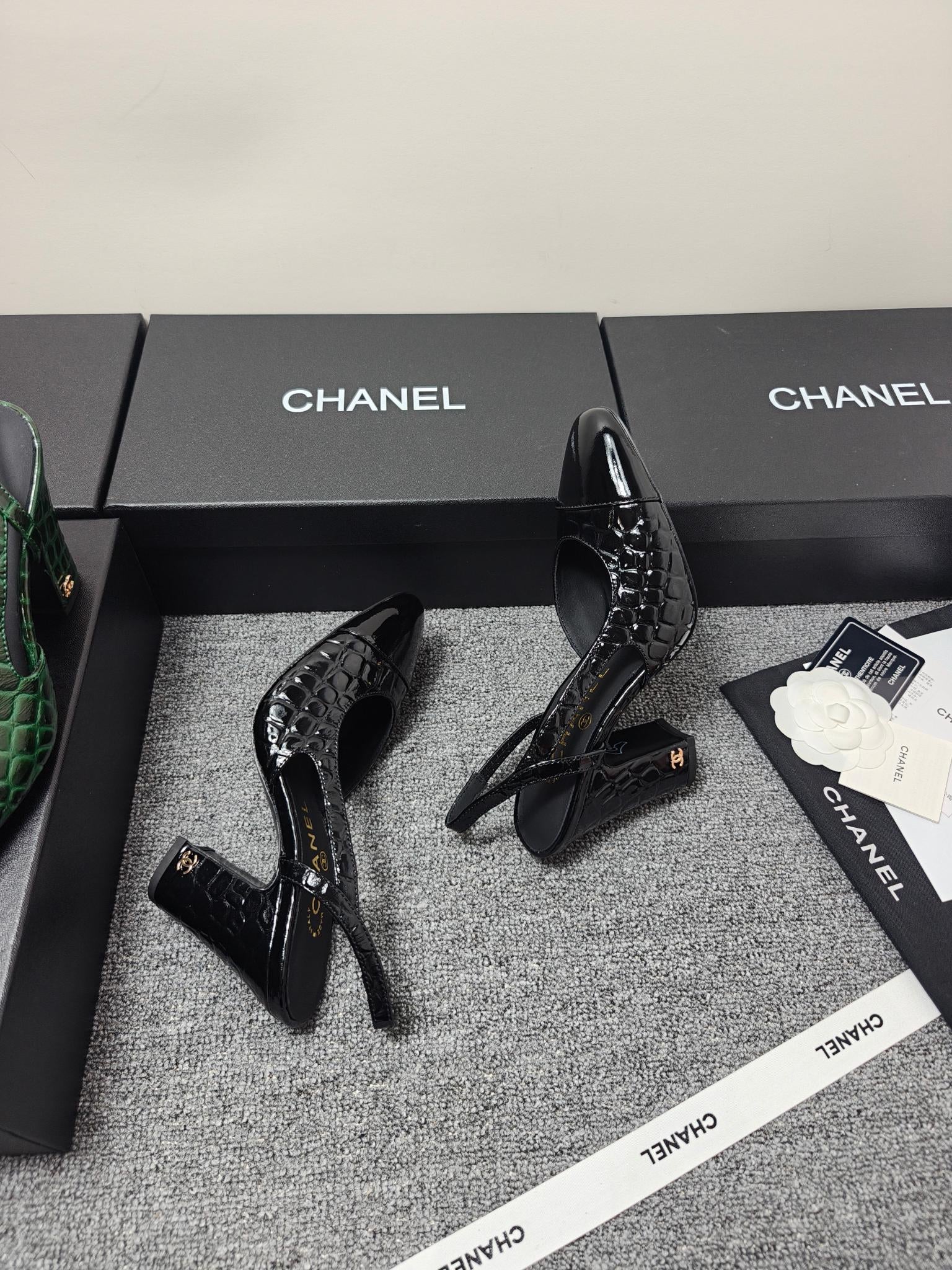 Chanel 2026 Crocodile Embossed Slingback Glossy Calfskin 855982