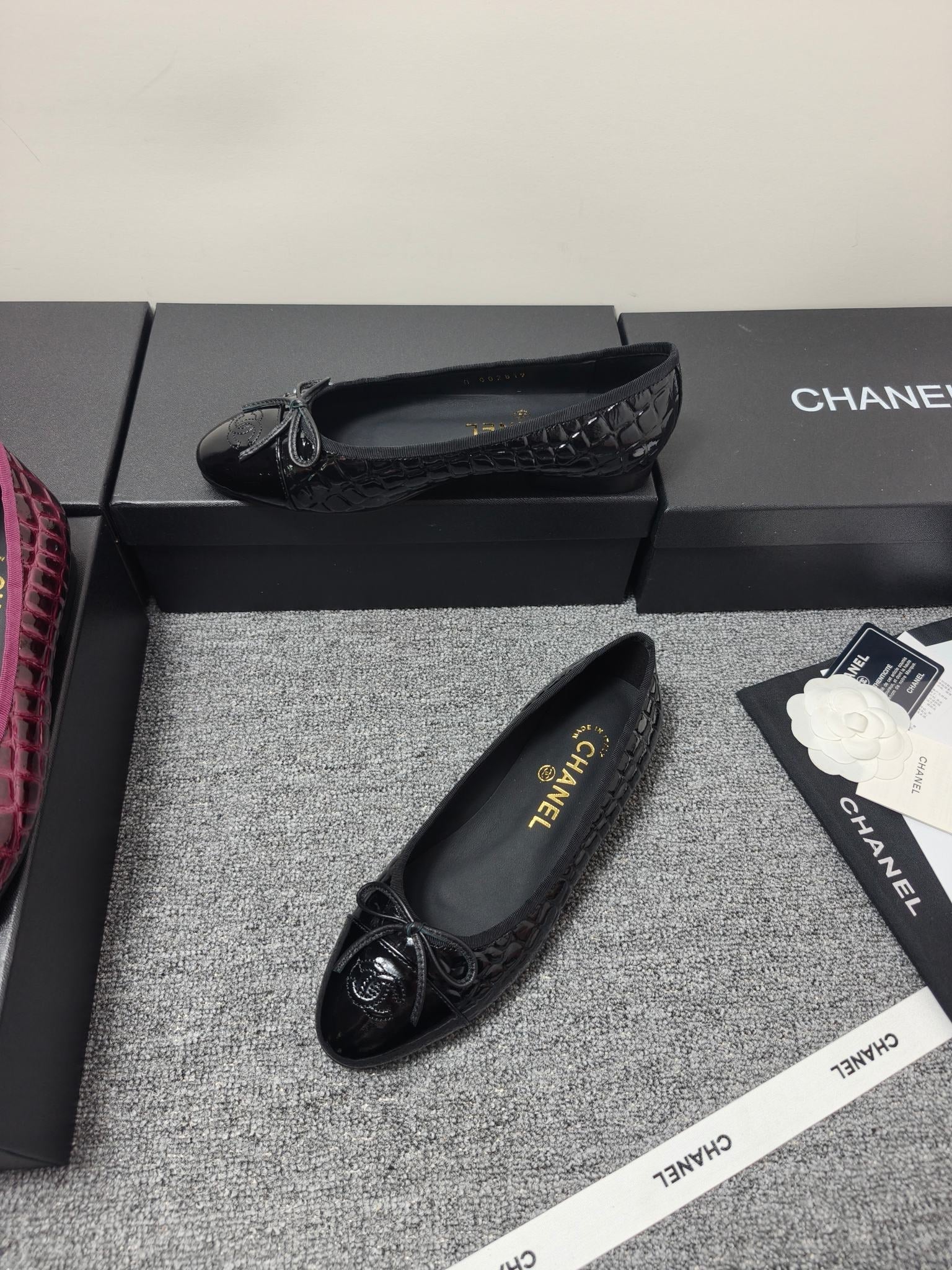 Chanel 2026 Crocodile Embossed Ballet Flat Glossy Calfskin 855991