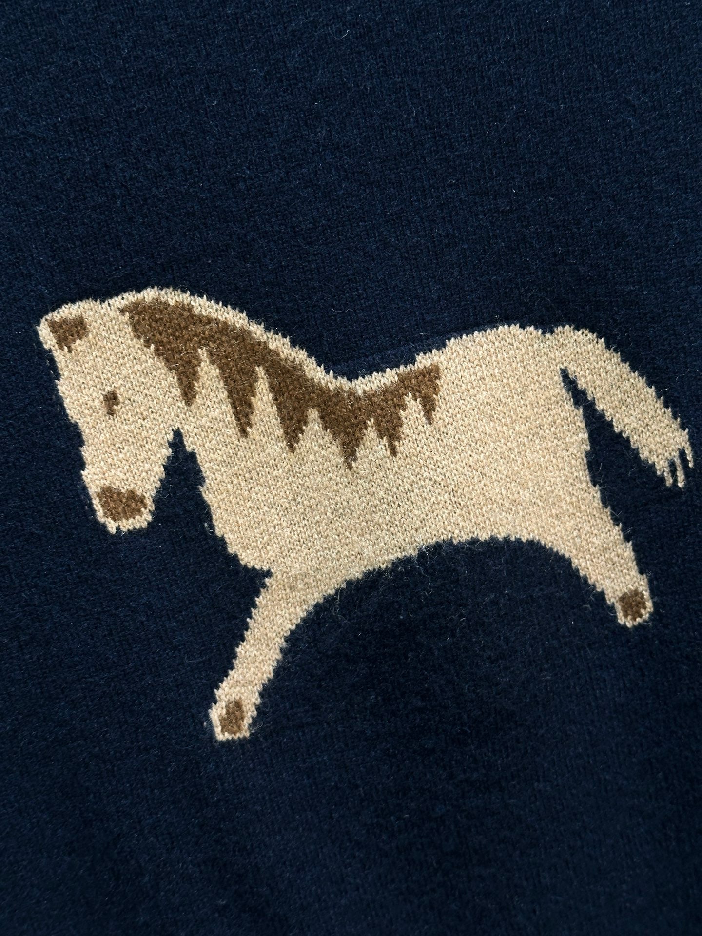 Miumiu 2026 Horse Cardigan Navy Blue Wool