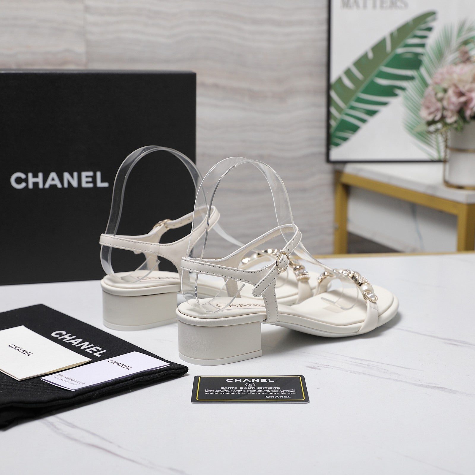 Chanel 2026 Sandals 25mm White Cowhide 758394