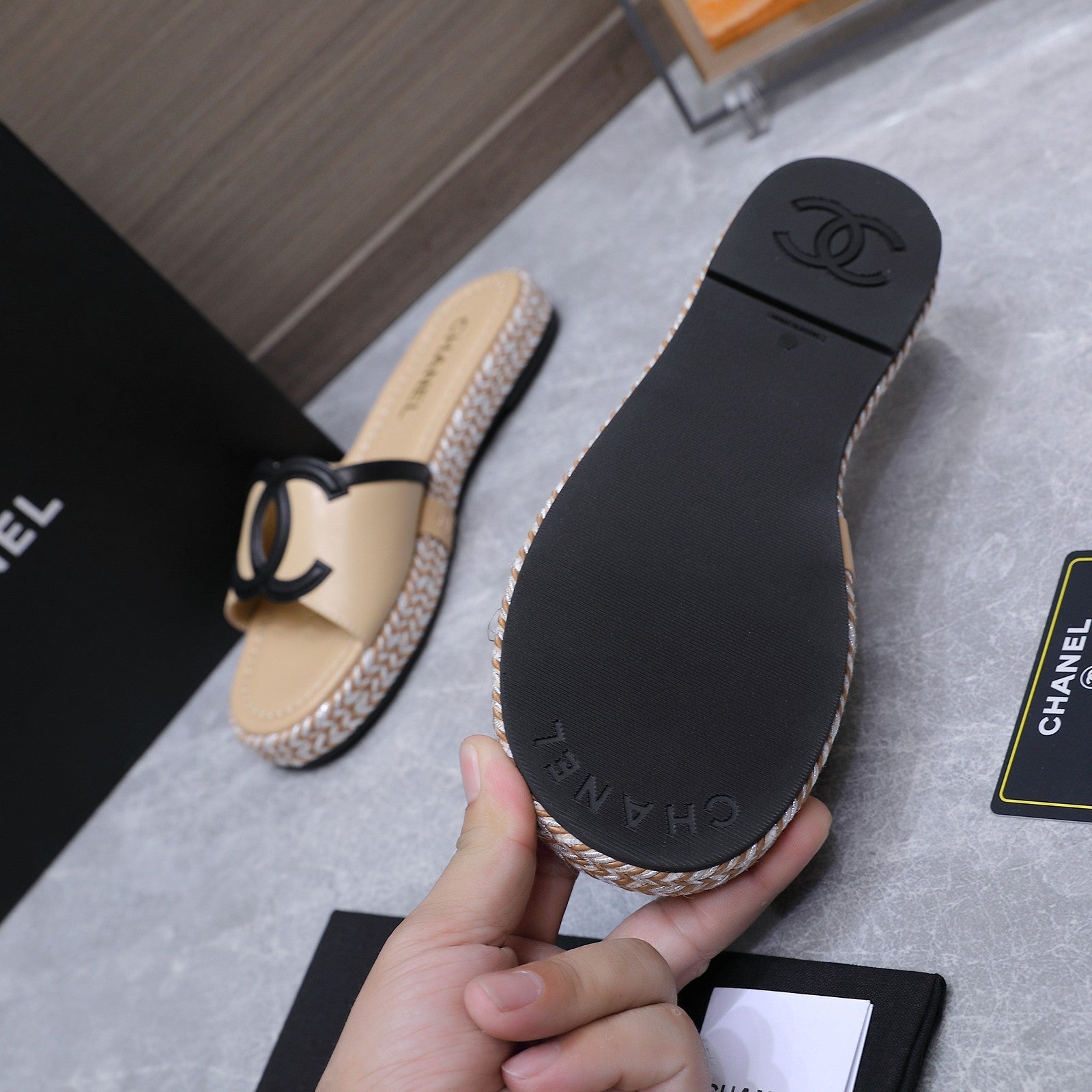 Chanel 2026 Slippers Beige Sheepskin 758401