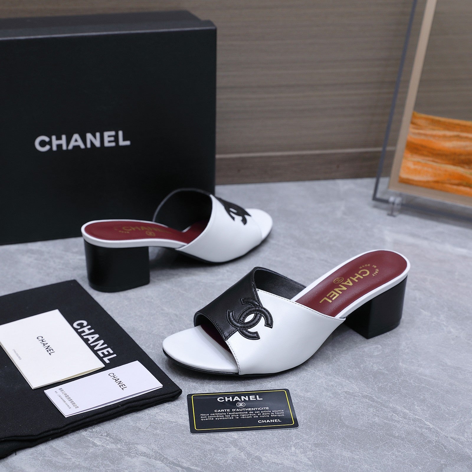 Chanel 2026 High-Heeled Sandals Black White Suede Leather 758416
