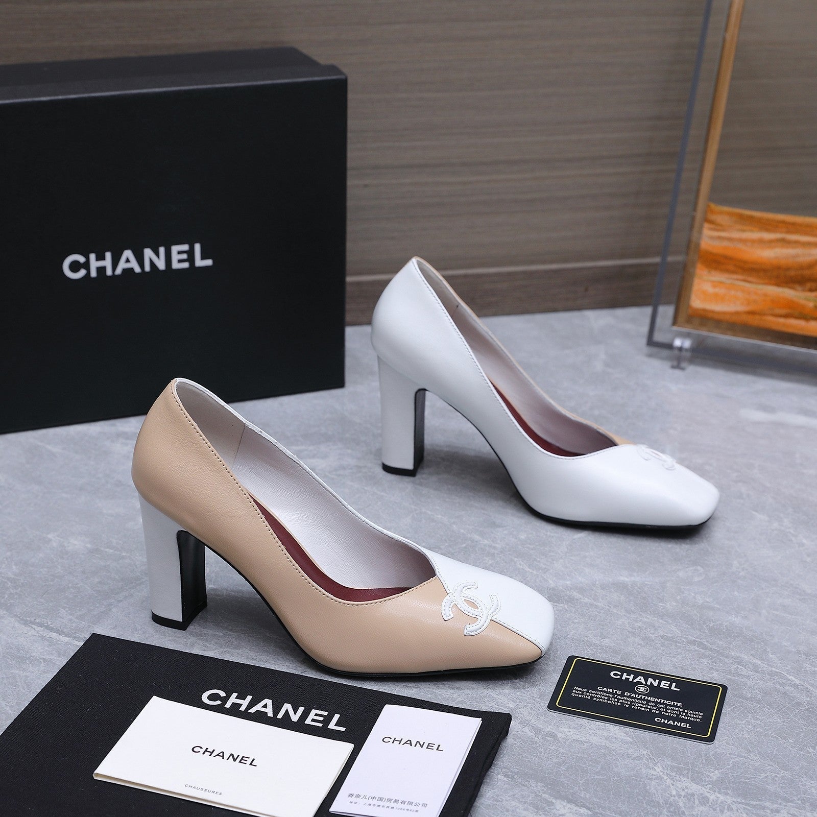 Chanel 2026 High-Heeled Pump 85mm Beige-White Suede Sheepskin 758423