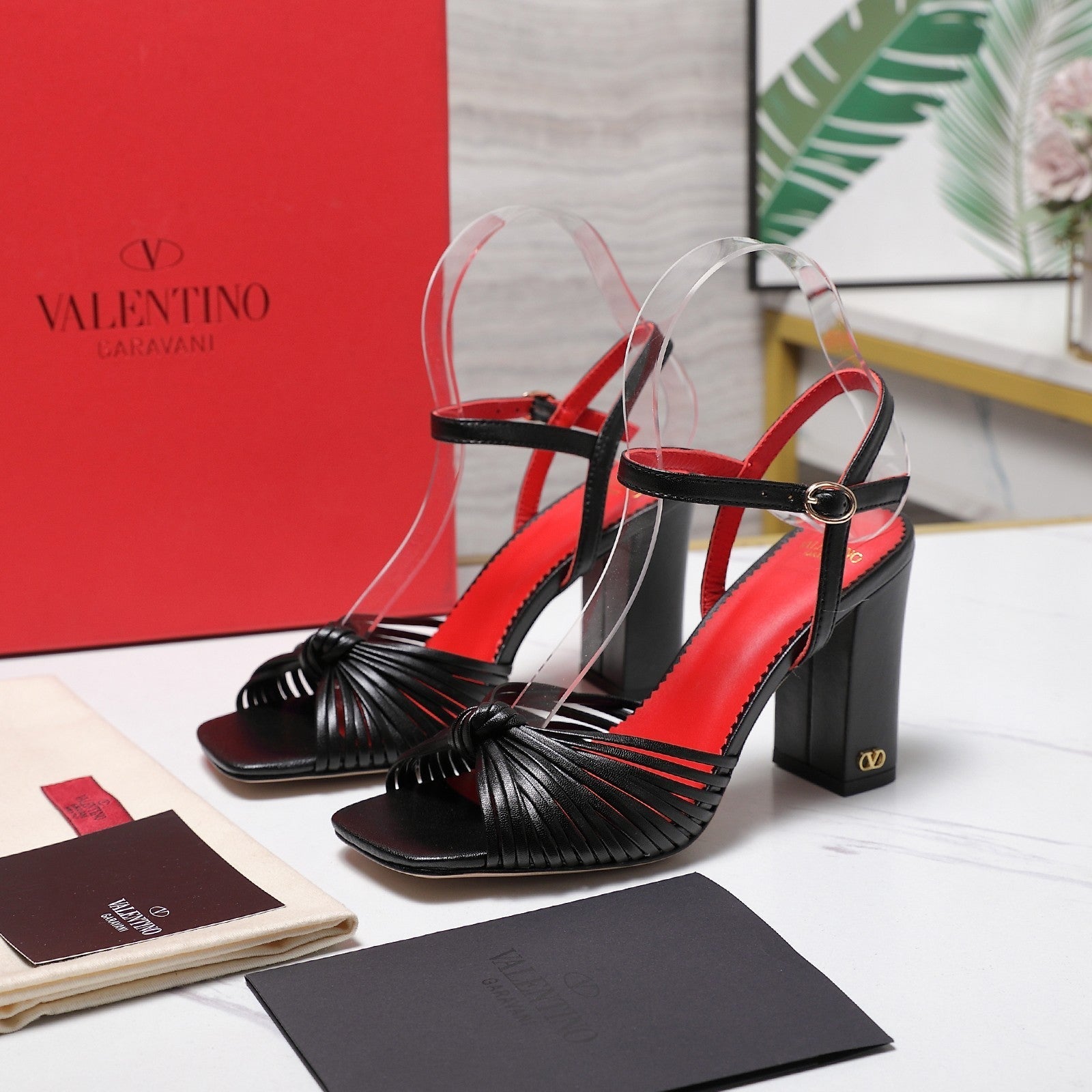 Valentino 2026 Garavani Annet 90mm Leather Block-Heel Sandal 864491