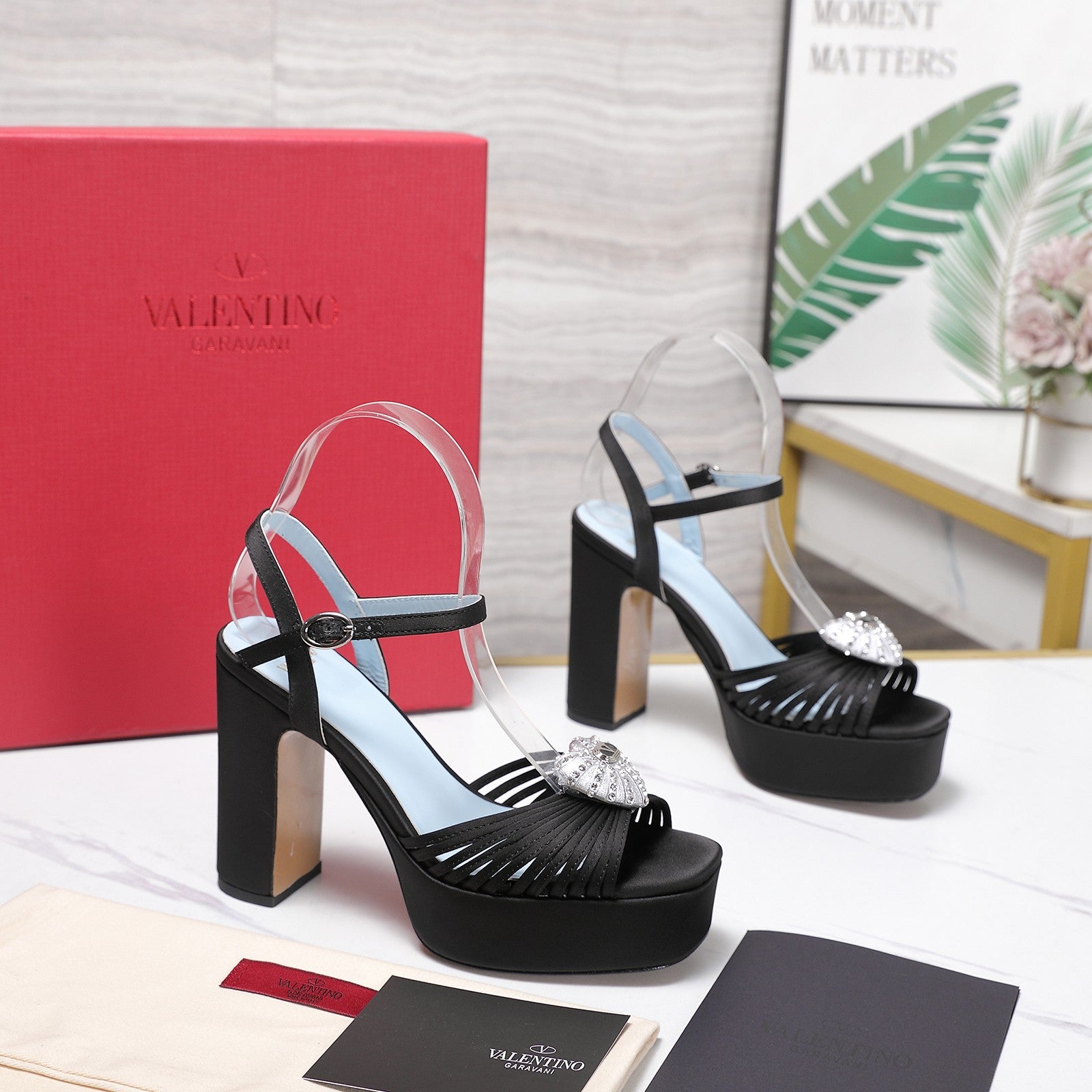 Valentino 2026 Garavani Coeur Royal Platform 110mm Sandals In Satin 864545