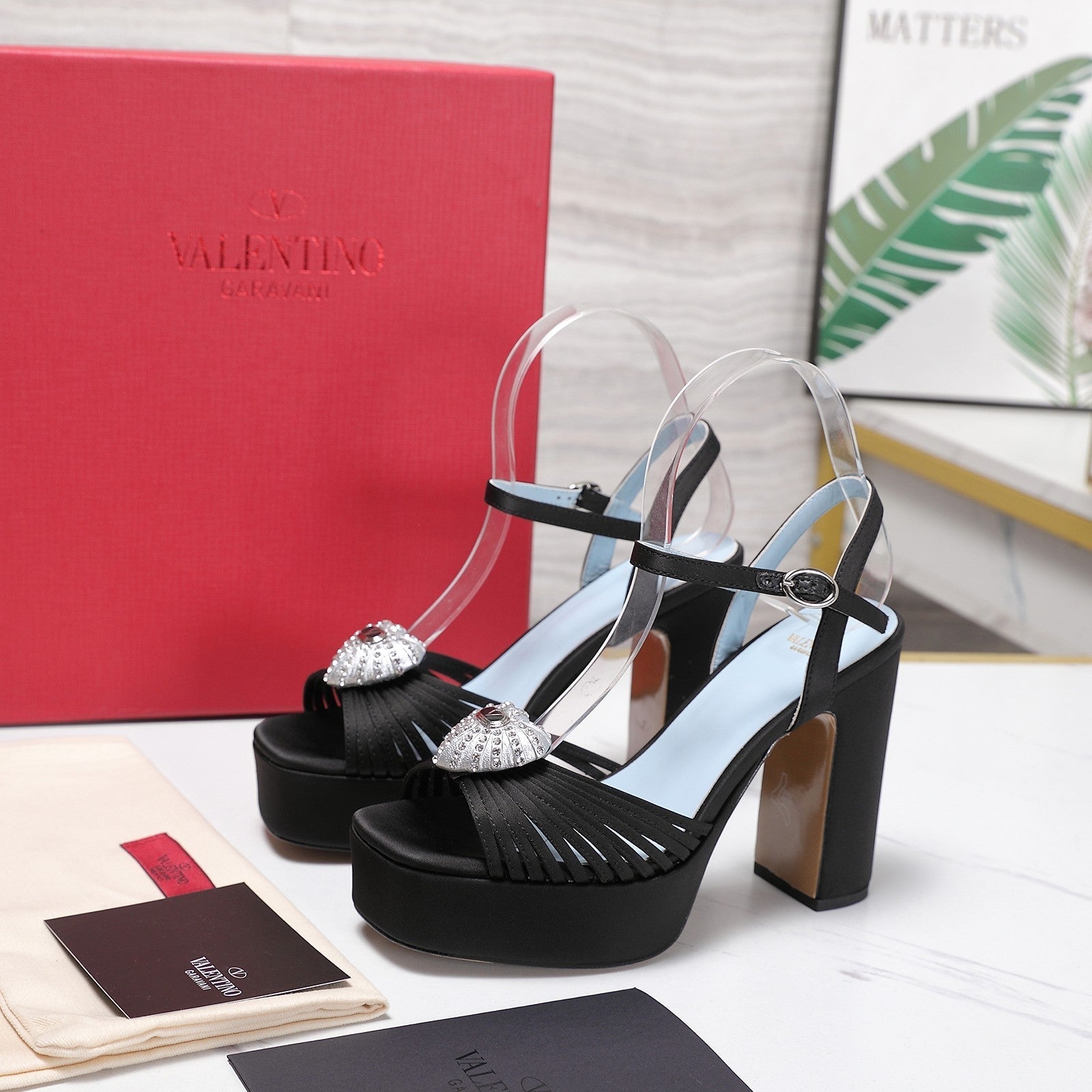 Valentino 2026 Garavani Coeur Royal Platform 110mm Sandals In Satin 864545