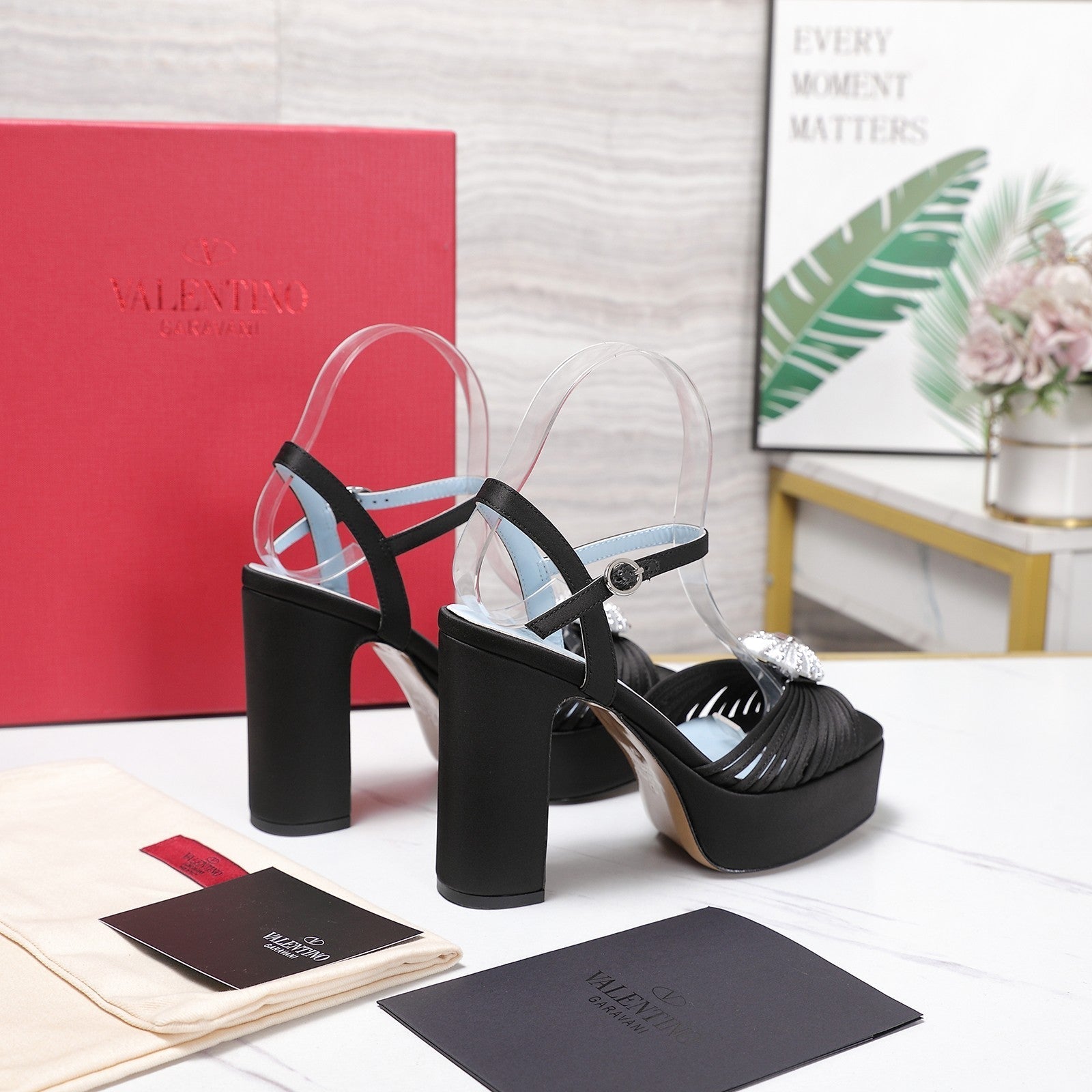 Valentino 2026 Garavani Coeur Royal Platform 110mm Sandals In Satin 864545