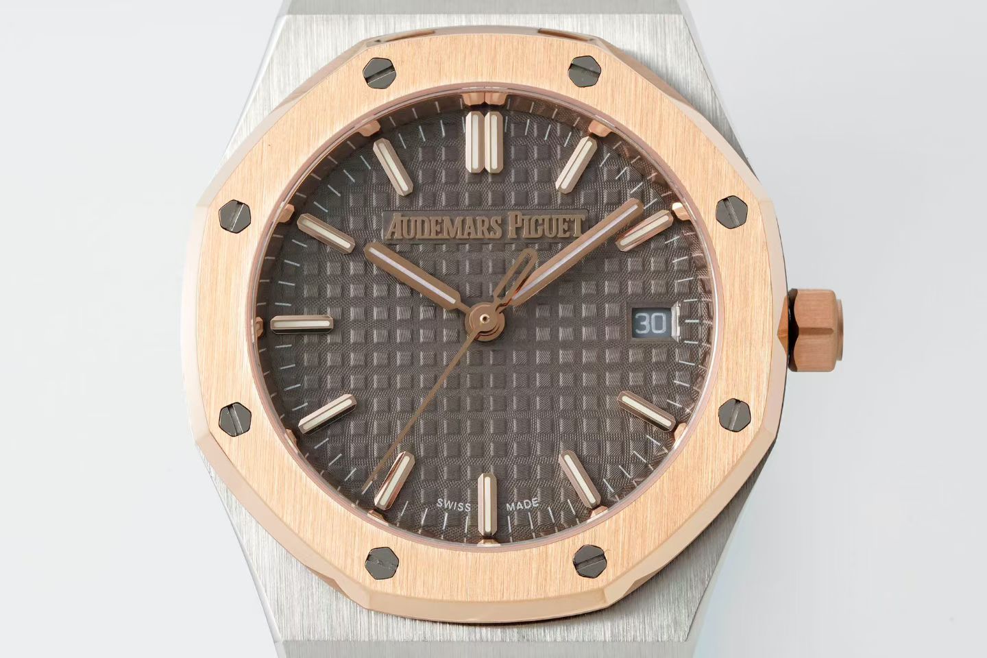 Audemars Piguet Royal Oak 34mm Sliver Case Brown Dial Pink Gold Steel
