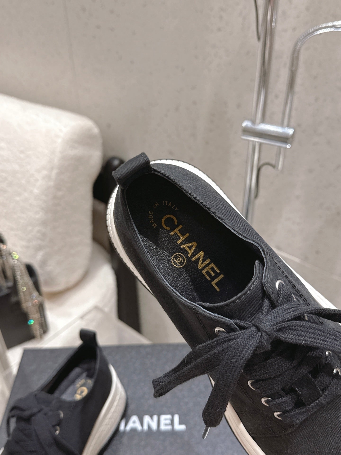 Chanel 2026 Panda Sneakers Black White Denim Leather 762922