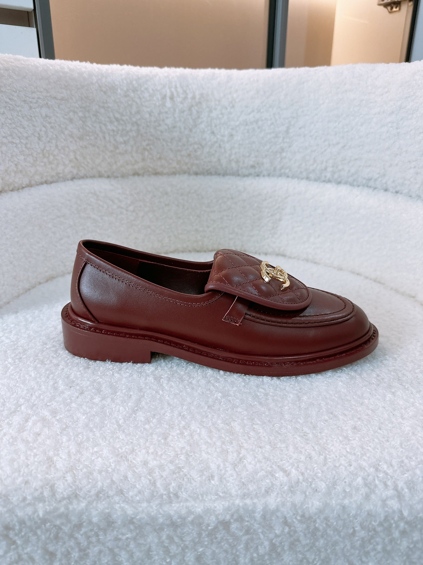 Chanel 2025 Moccasins Loafer Dark Burgundy Leather 144653