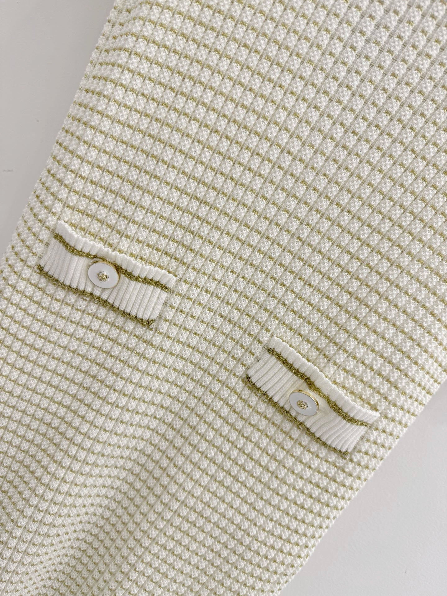 Chanel 2026 Knitted Short-Sleeve Dress Off-white and Black Tencel Nylon