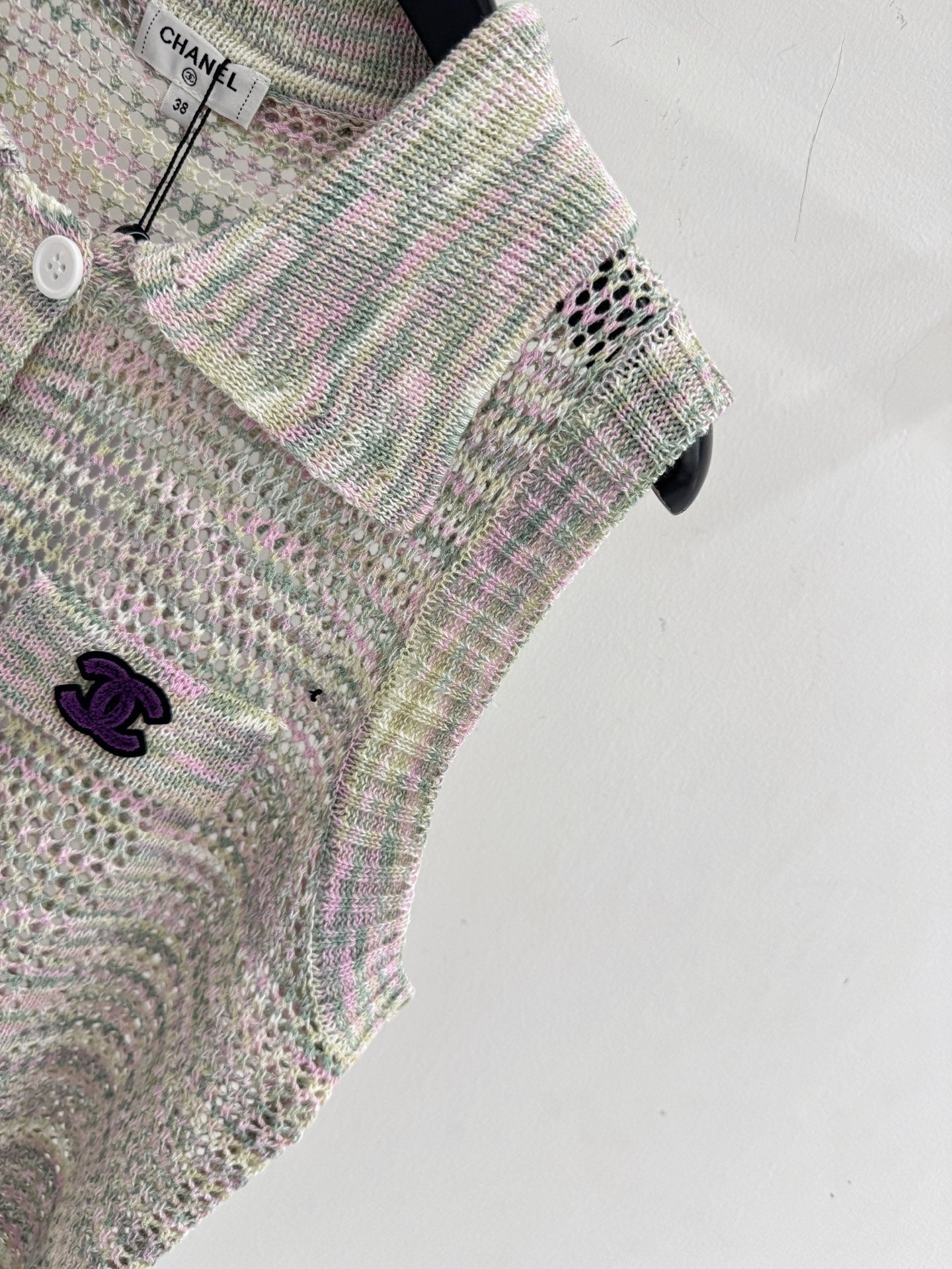 Chanel 2026 Openwork Knit Vest Grey Cotton 294454
