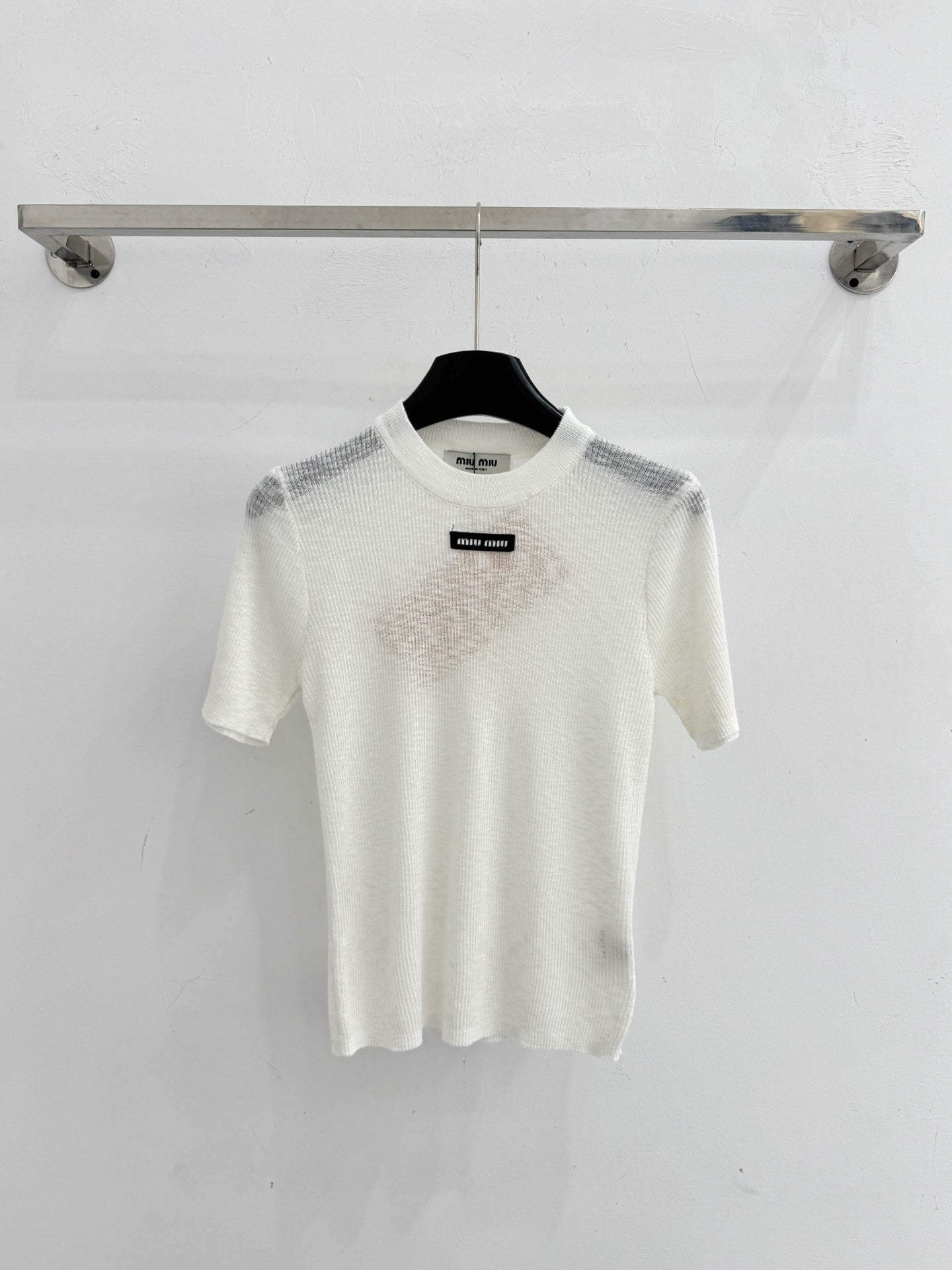 Miumiu 2026 Short-sleeved Knit Top Cotton 376693