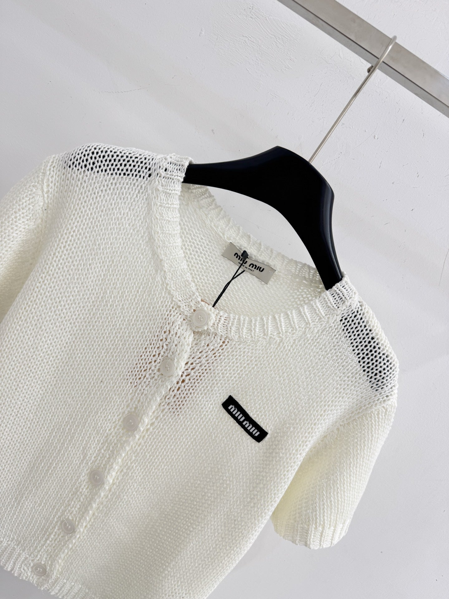 Miumiu 2026 Short Knit Cardigan White Wool 396496