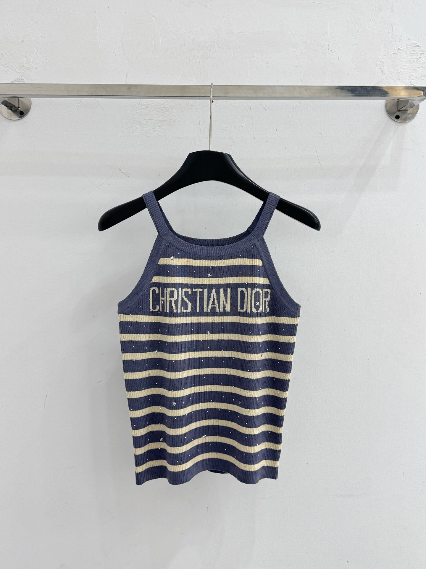 Dior 2026 Striped Rhinestone Letter Knit Camisole Wool 455360