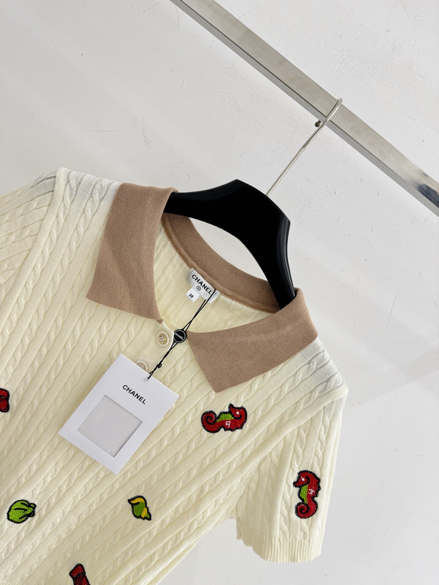 Chanel 2026 Fruit Embroidery Short-Sleeve Shirt Wool 732776