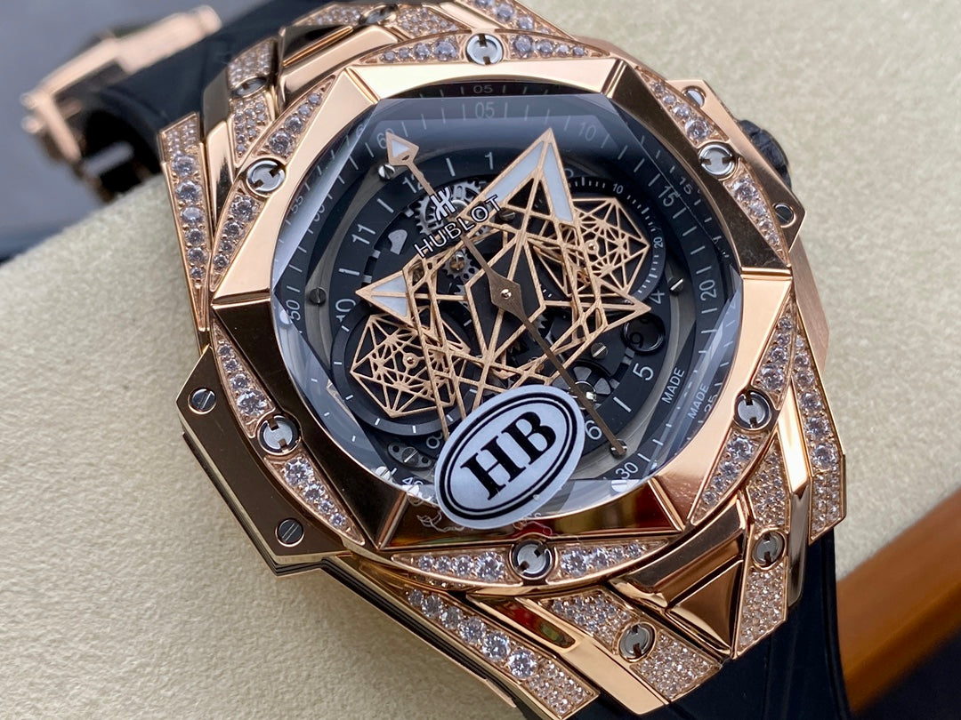 Hublot Big Bang Sang Bleu II Rose Gold Black Pavé 45mm Watch