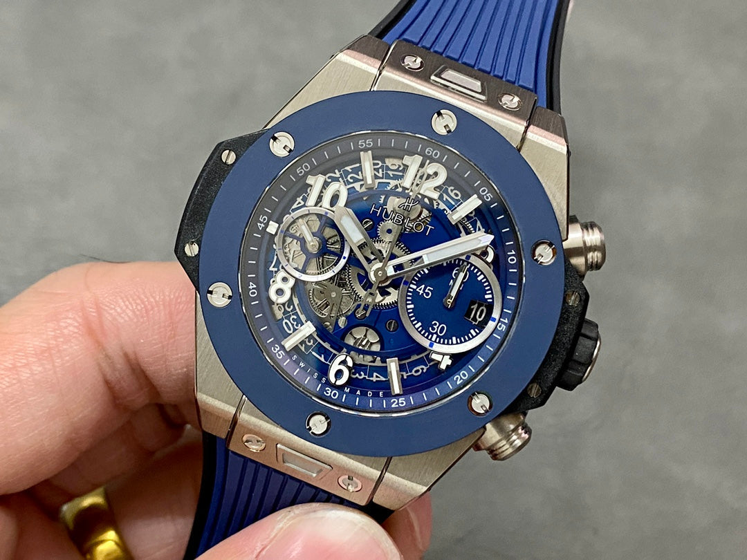 Hublot Big Bang Unico Titanium 42mm Watch with Blue Ceramic Bezel