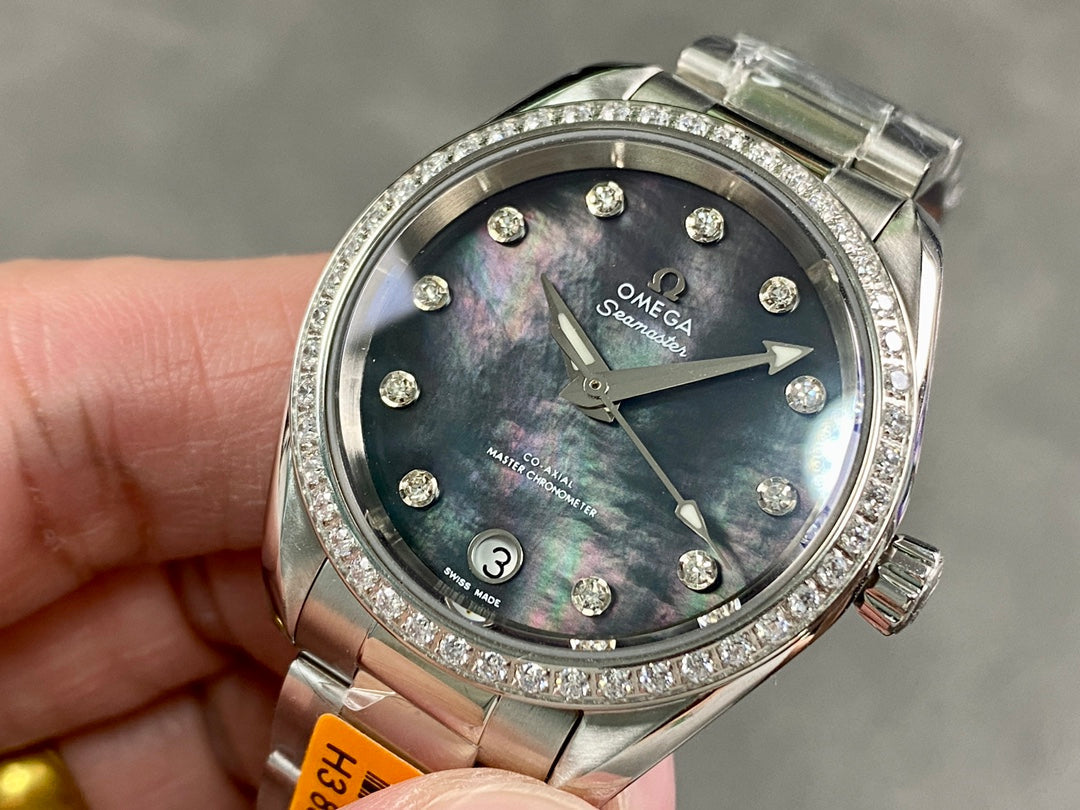 Omega Seamaster 34mm Diamond Mother Of Pearl Dial
