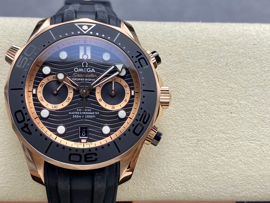 Omega Seamaster Diver 300M Co-Axial Master Chronometer Chronograph 44mm Black Rubber