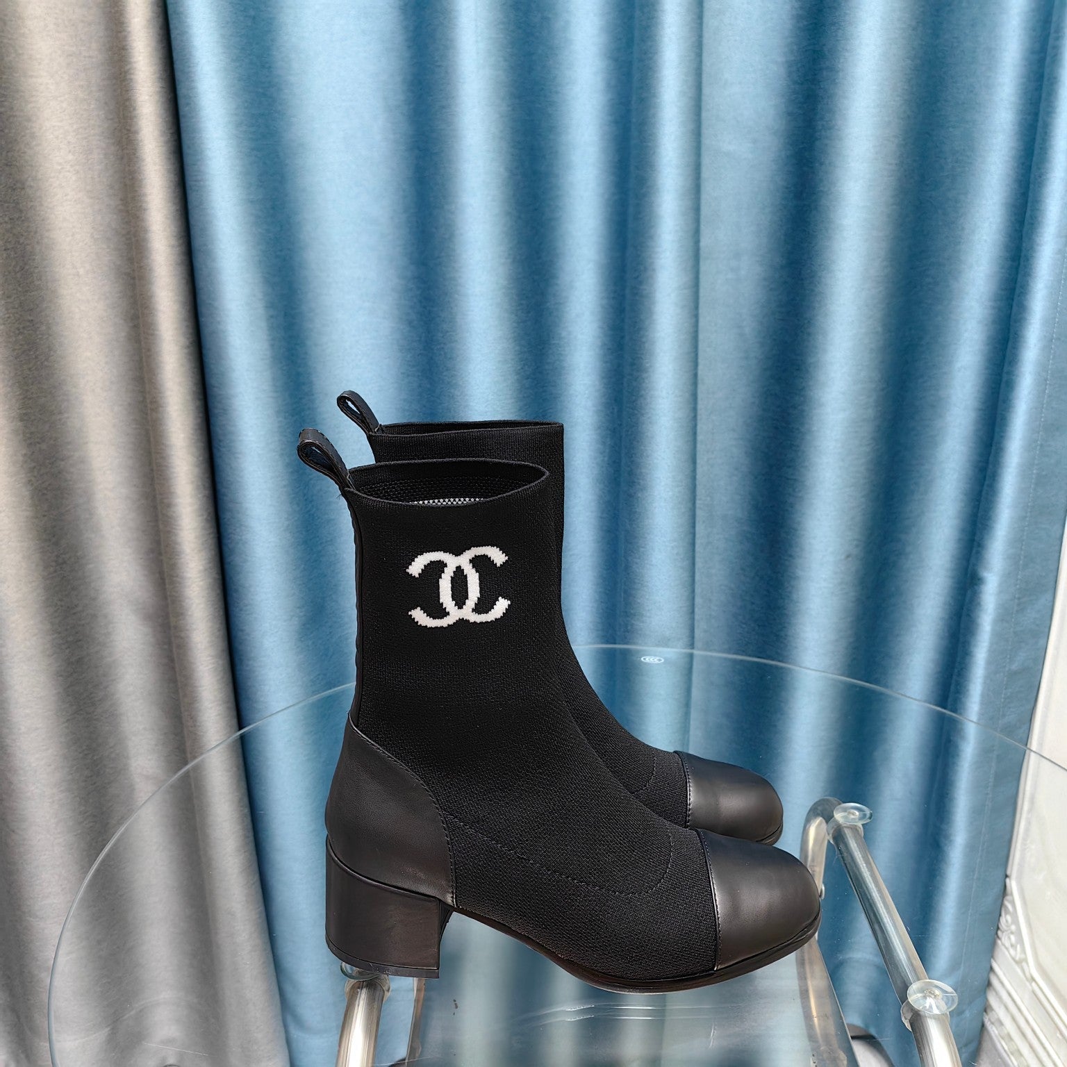 CC Ankle Boots 45mm Black Wool And Calfskin
