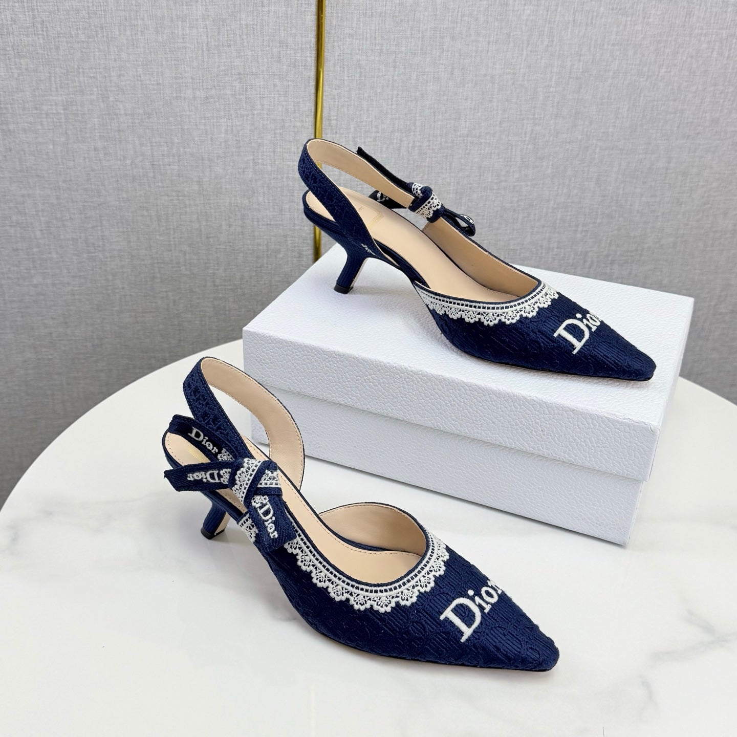 CD 26 Embroidered Slingback 65 Dark Blue Canvas 620368