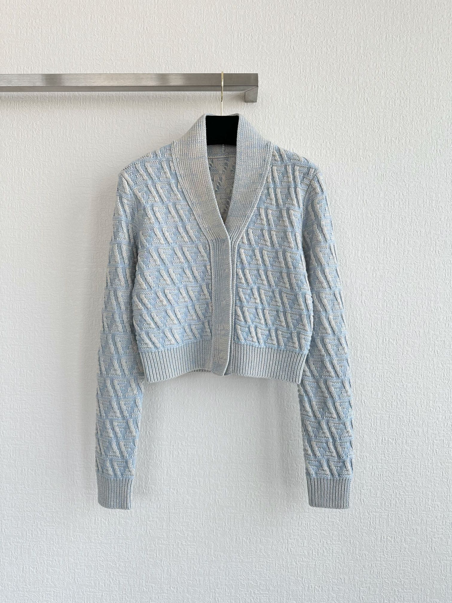 Fendi 25 Short Coat Light Blue Wool 0033