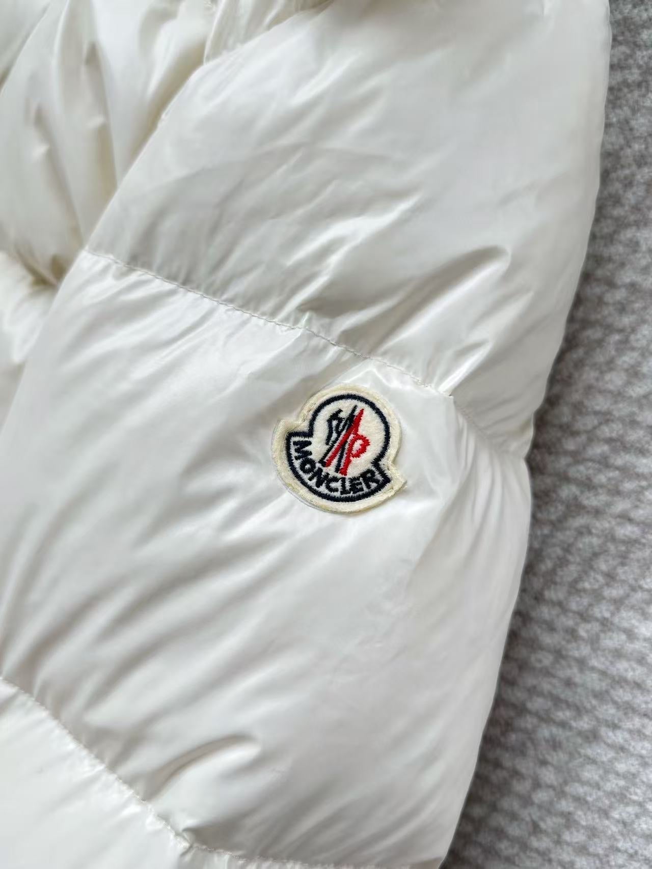 MC 2025 Hooded Down Jacket White Nylon Fabric