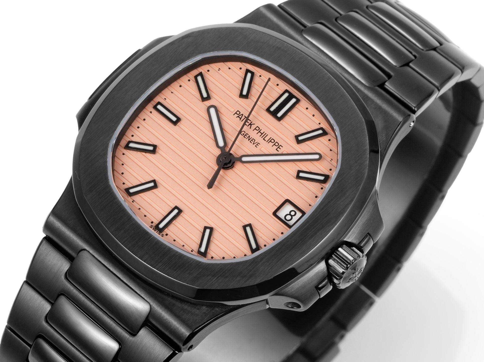 Patek Philippe Nautilus 5711 Peach Pink Dial Black Case Watch