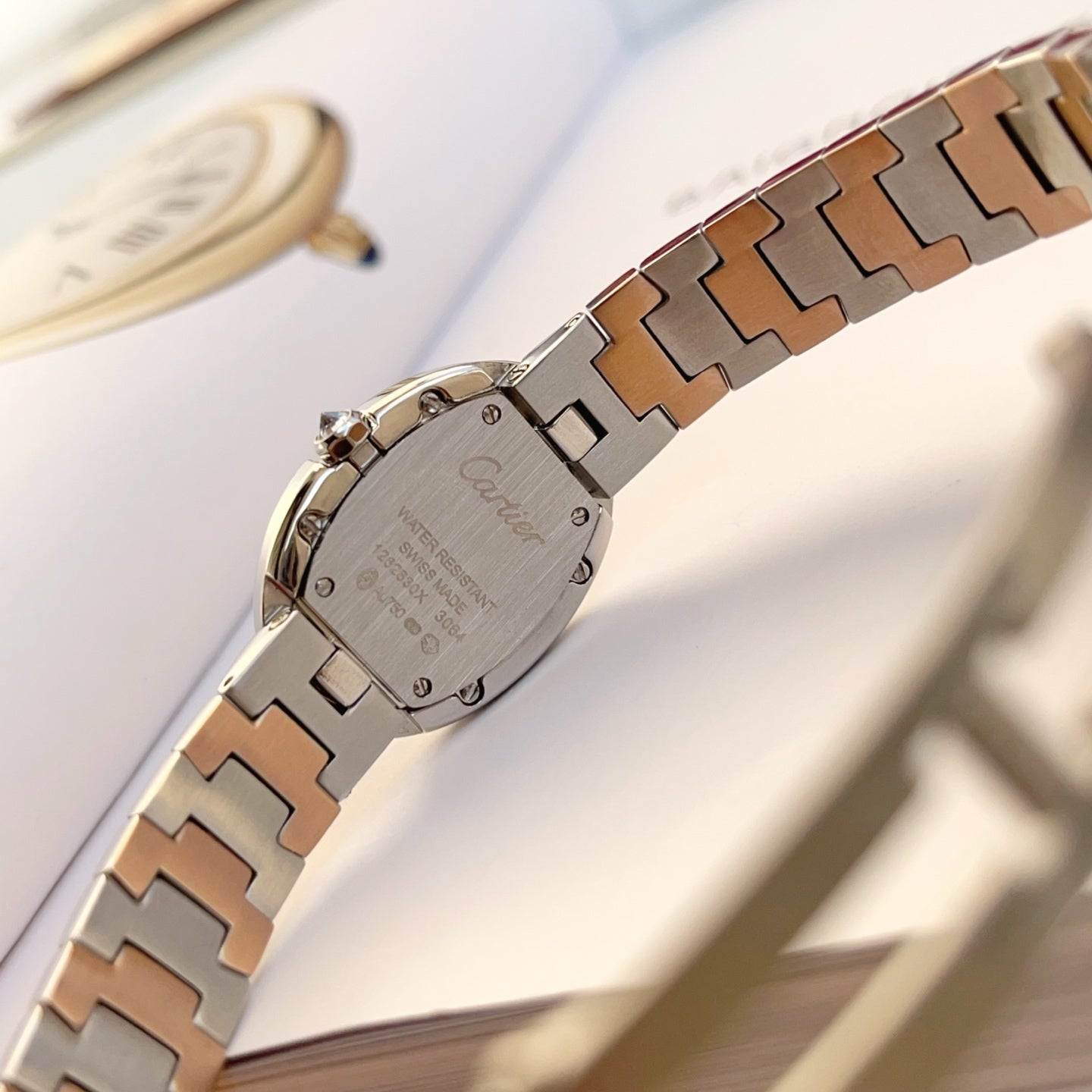 Baignoire 23mm Two-Tone Pink Gold Double Row Diamond Bezel