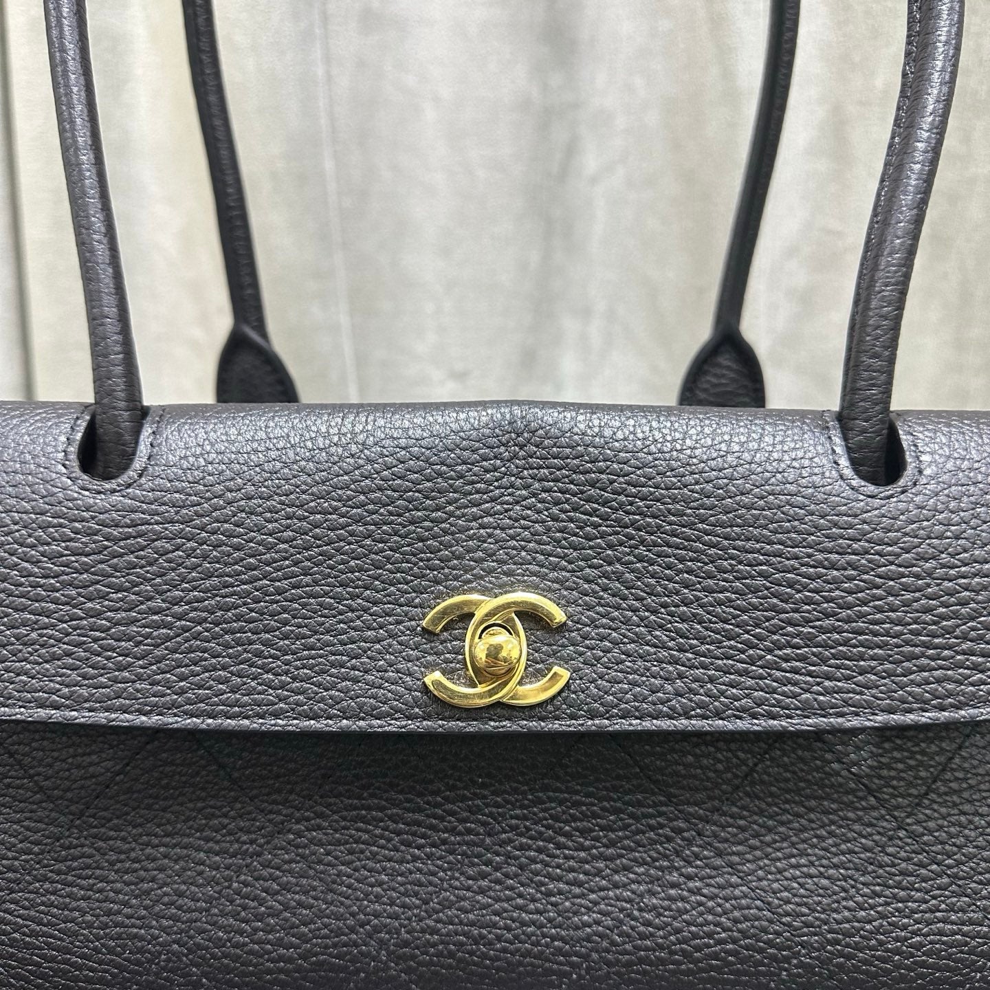 Chanel 2026 Shopping Bag 33cm Black Grained Calfskin