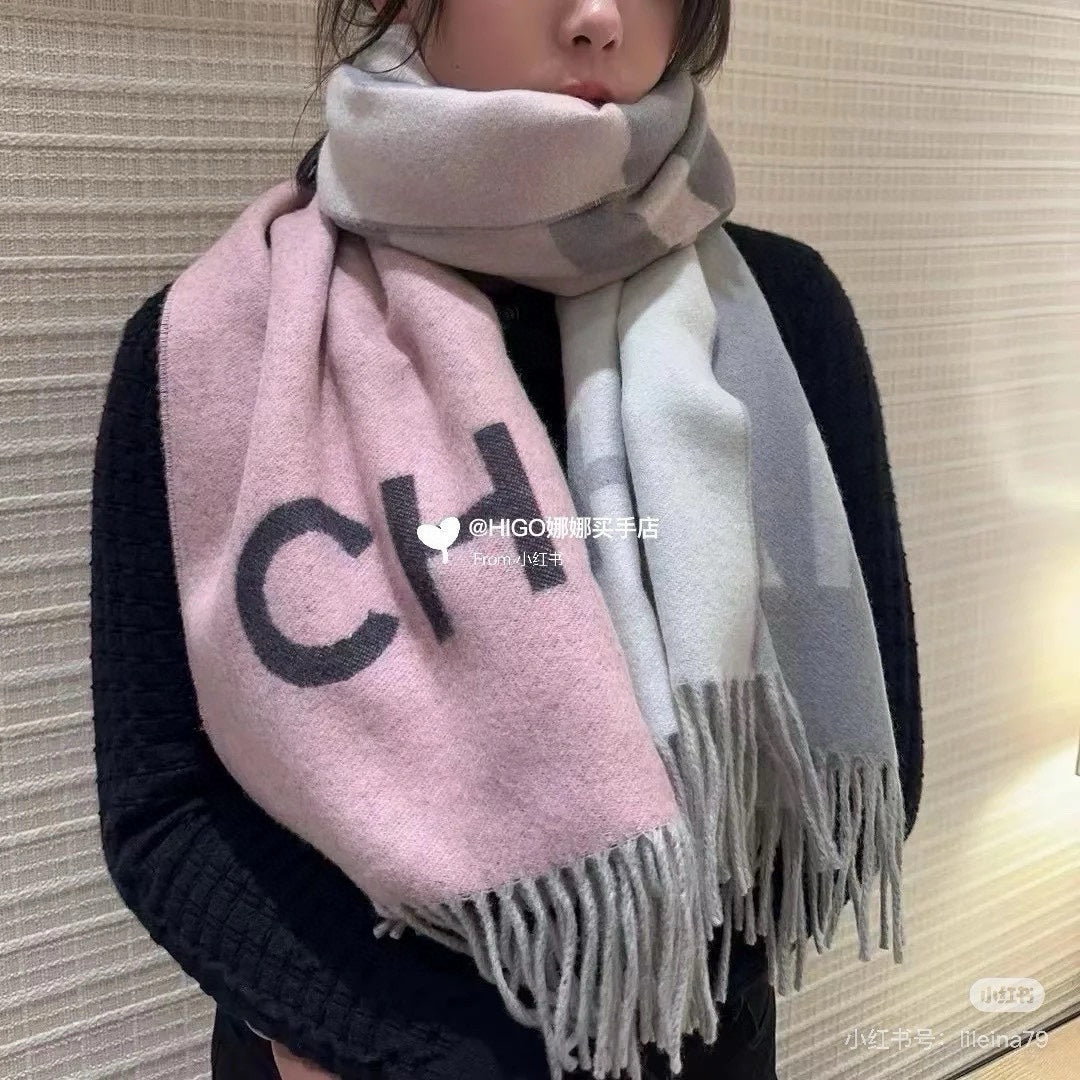 CC Scarf 200 CM In Light Grey Mix Pink Cashmere 405495