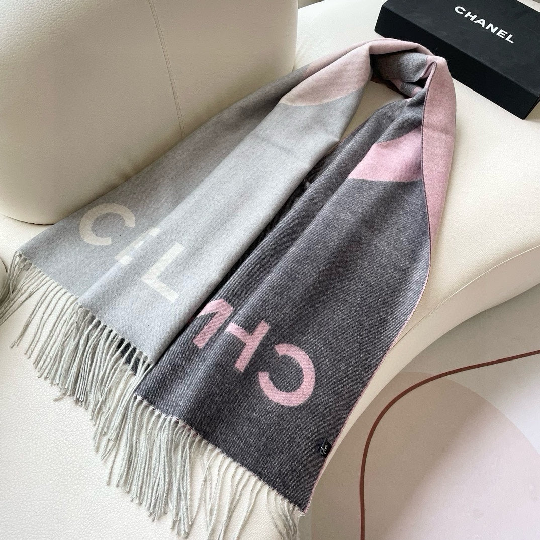 CC Scarf 200 CM In Light Grey Mix Pink Cashmere 405495