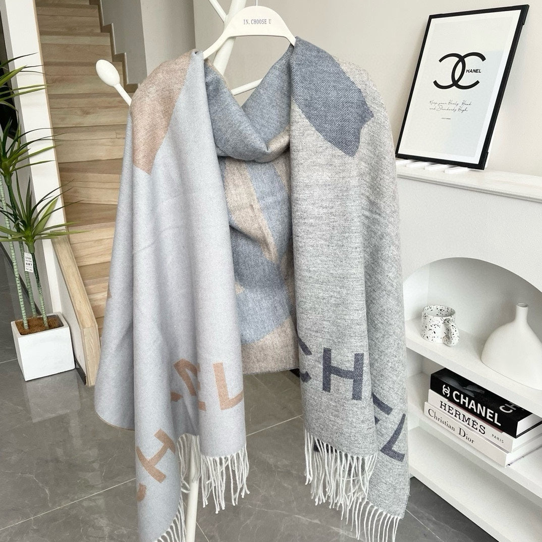 CC Scarf 200 CM In Grey Beige Cashmere 422835